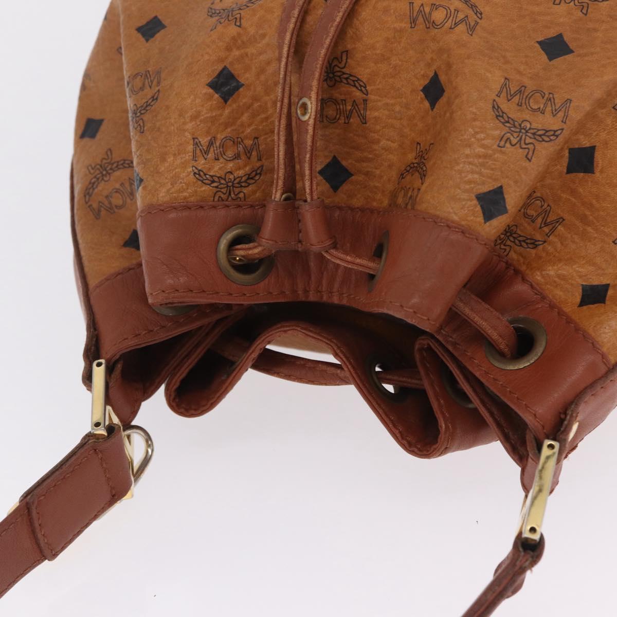 MCM Logogram Vicetos Shoulder Bag PVC Leather Brown Gold Auth 198285