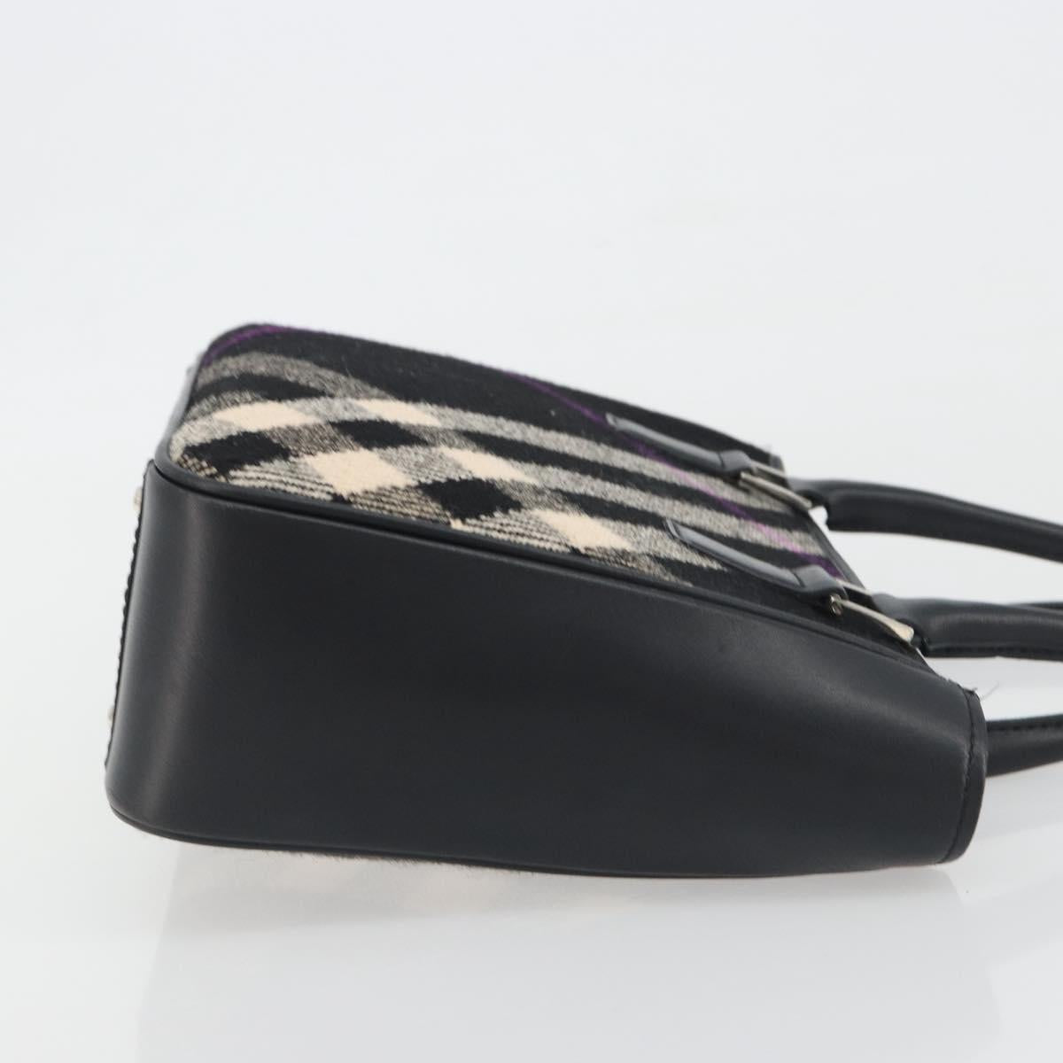 BURBERRY Nova Check Hand Bag Wool Black Silver Auth 198286A
