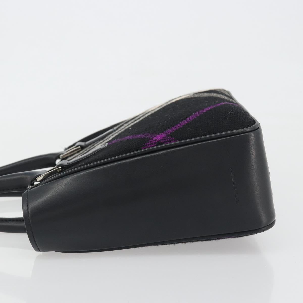 BURBERRY Nova Check Hand Bag Wool Black Silver Auth 198286A