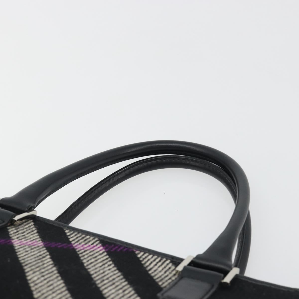 BURBERRY Nova Check Hand Bag Wool Black Silver Auth 198286A
