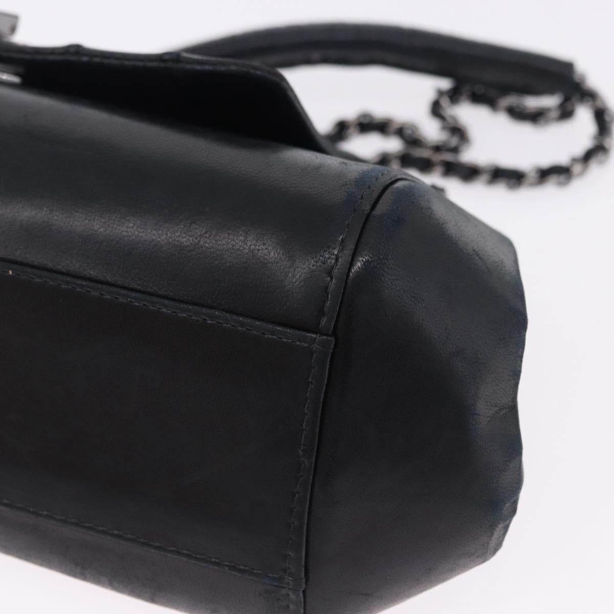 CHANEL Chain Matelasse Shoulder Bag Lamb Skin Black Silver CC Auth 198287V