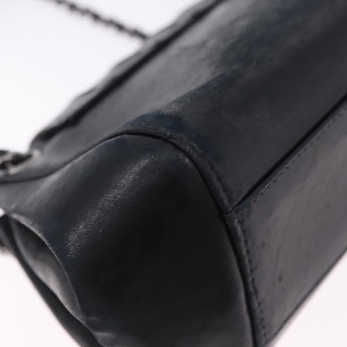 CHANEL Chain Matelasse Shoulder Bag Lamb Skin Black Silver CC Auth 198287V