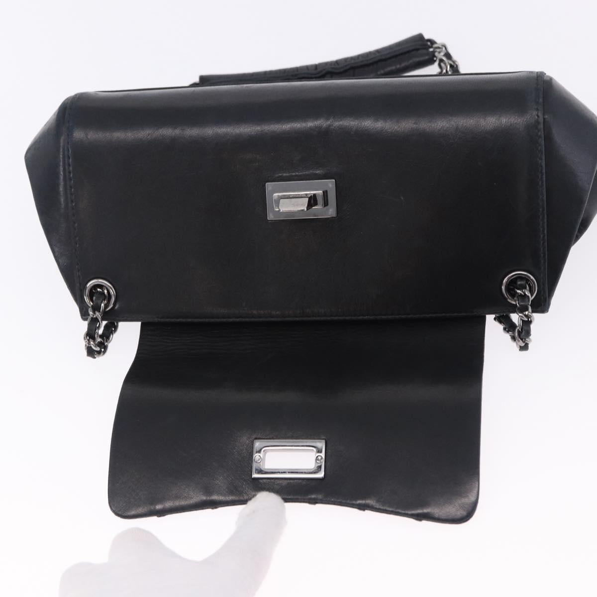 CHANEL Chain Matelasse Shoulder Bag Lamb Skin Black Silver CC Auth 198287V