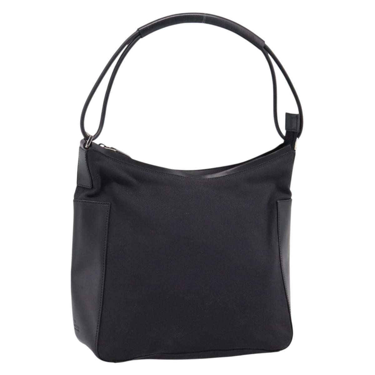 GUCCI Shoulder Bag Canvas outlet Black Silver 001 8766 Auth 198290A
