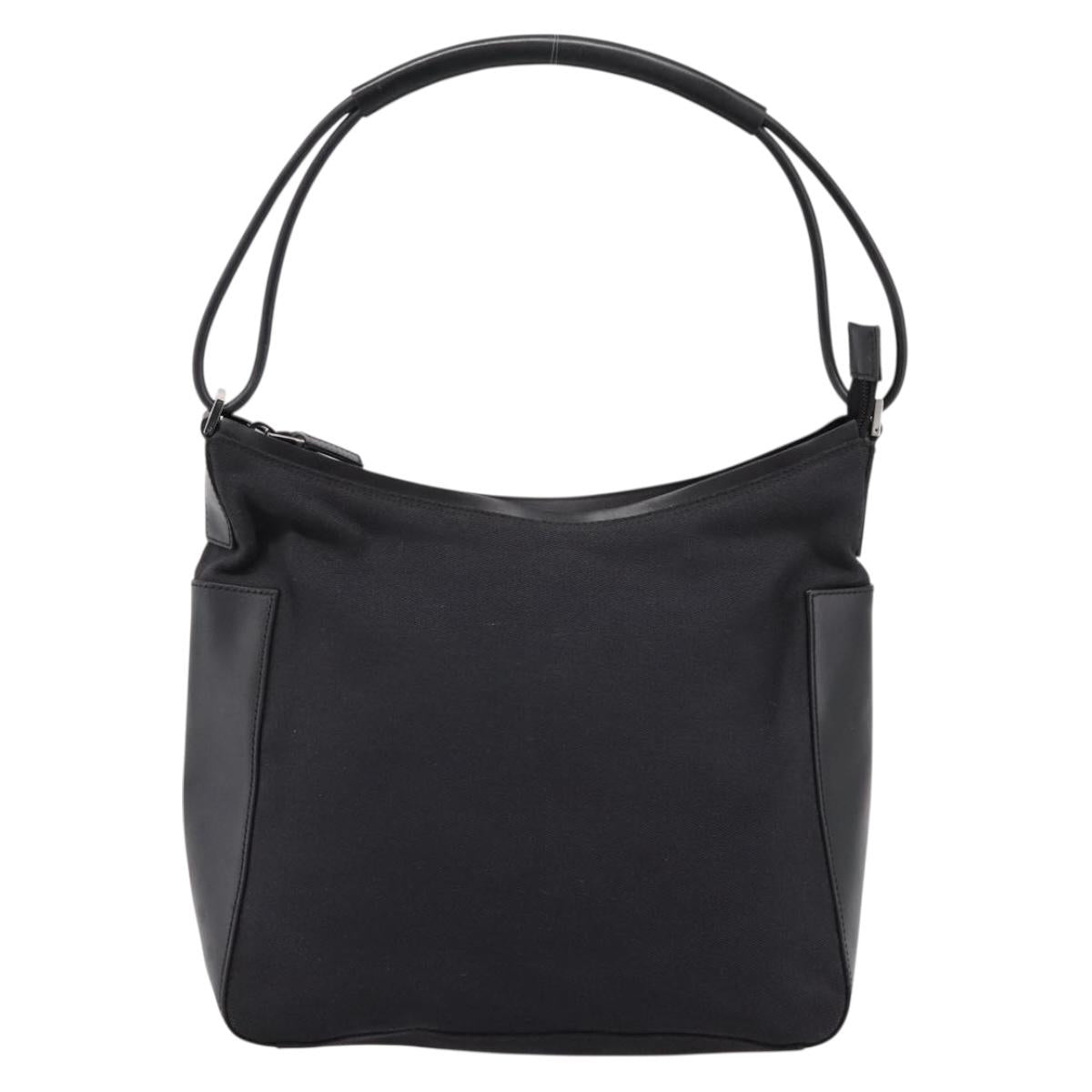 GUCCI Shoulder Bag Canvas outlet Black Silver 001 8766 Auth 198290A