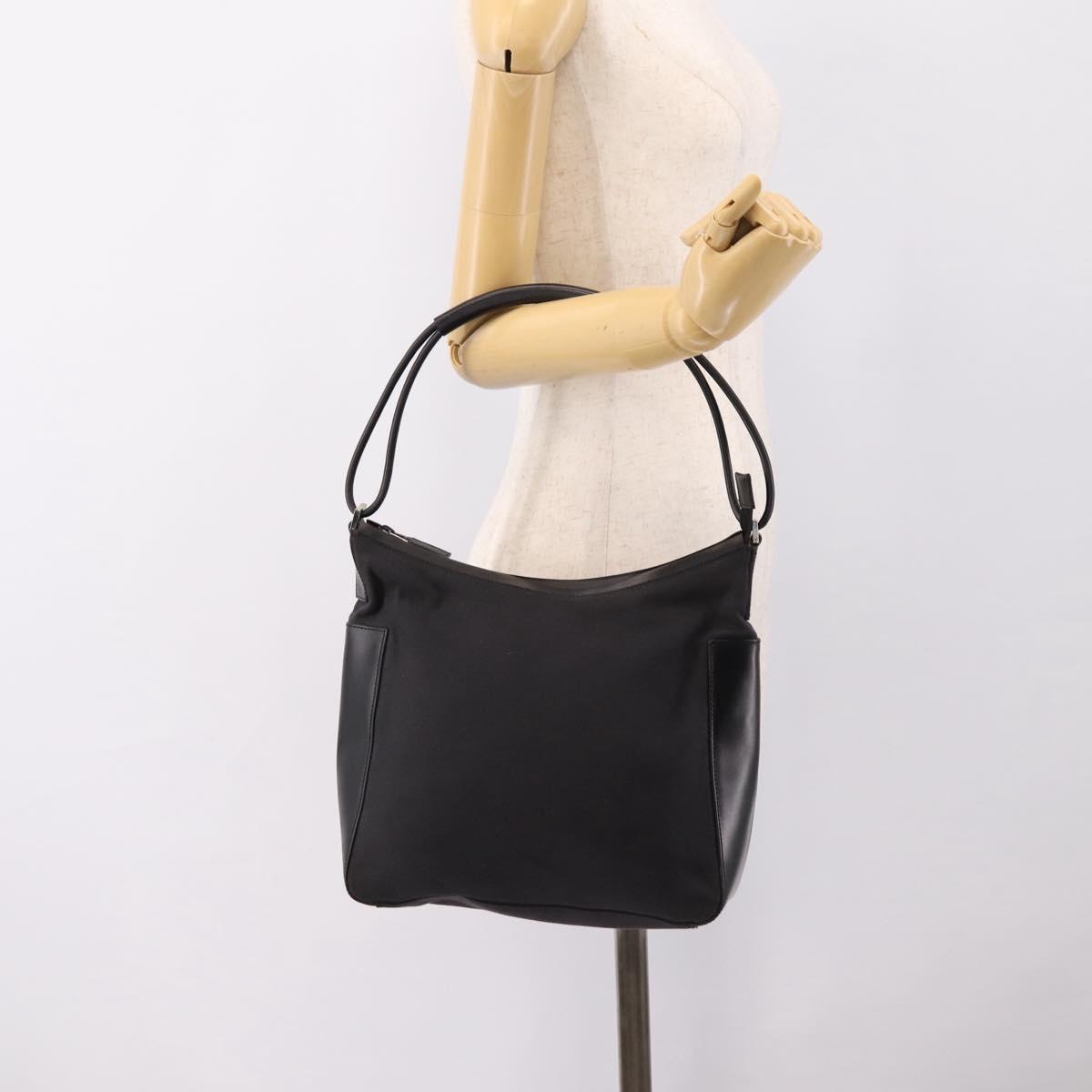 GUCCI Shoulder Bag Canvas outlet Black Silver 001 8766 Auth 198290A