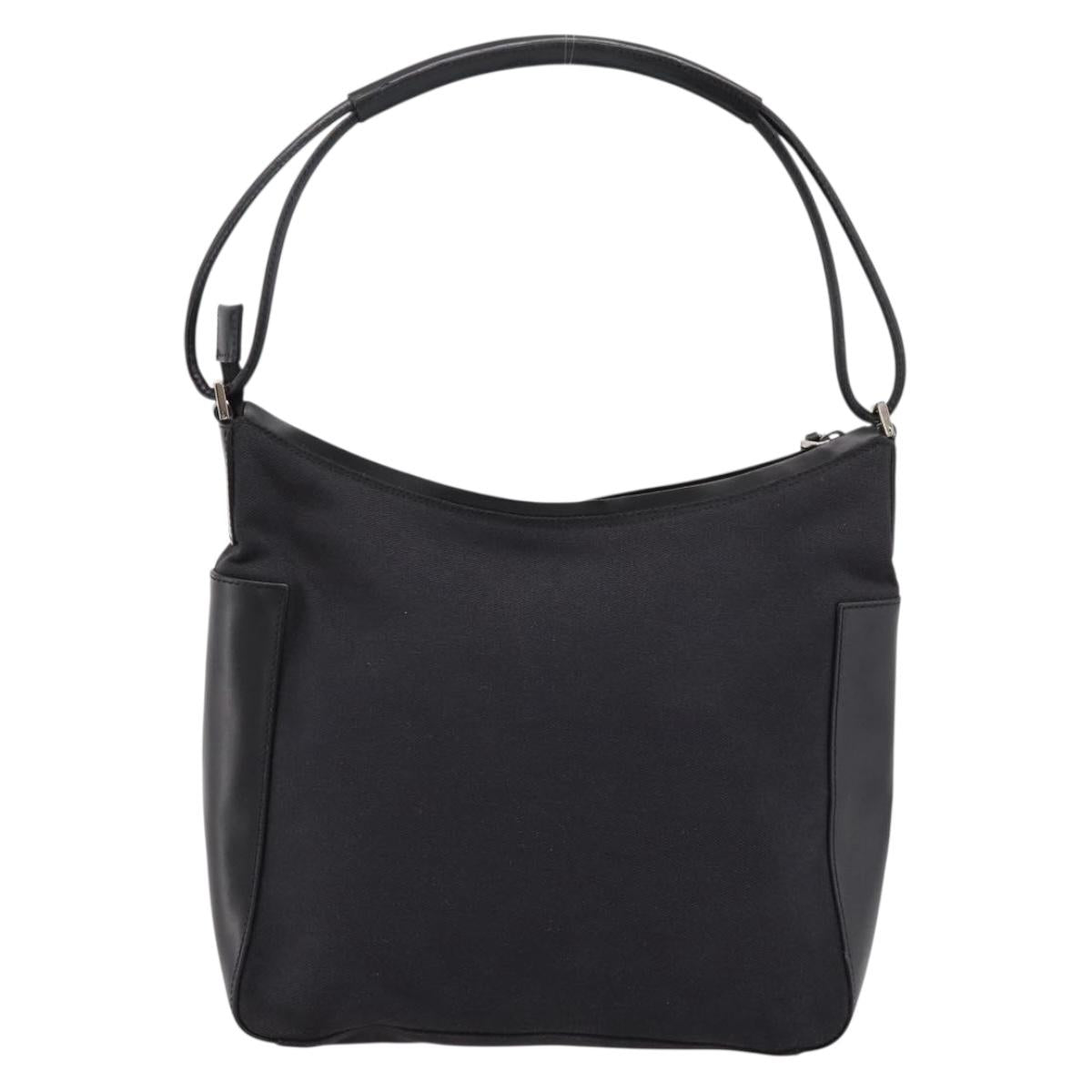 GUCCI Shoulder Bag Canvas outlet Black Silver 001 8766 Auth 198290A