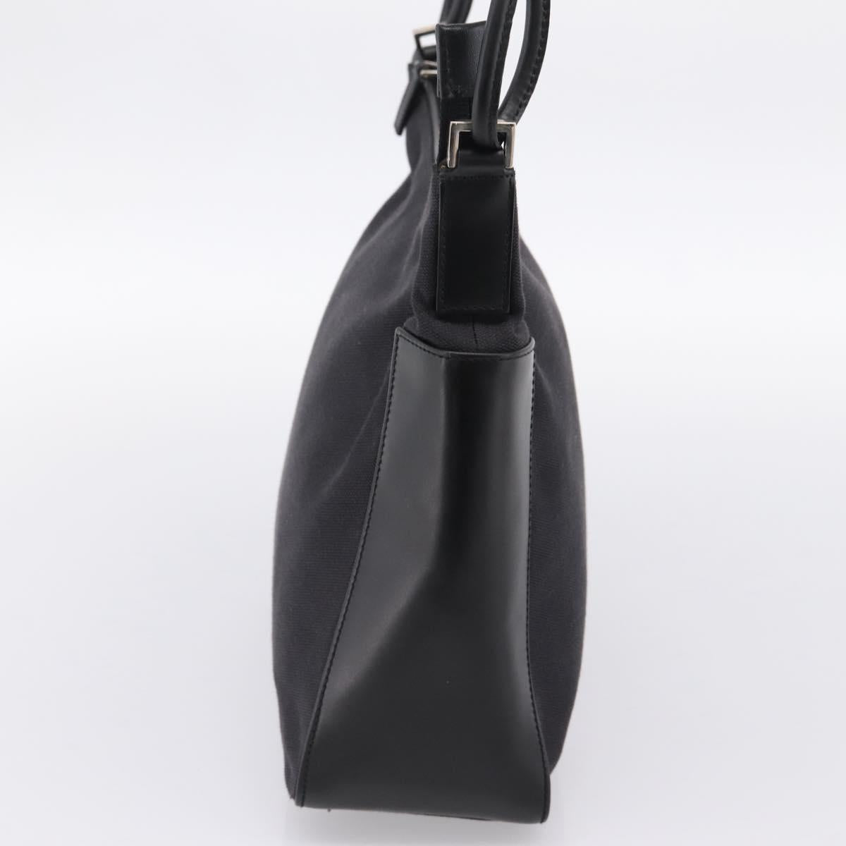 GUCCI Shoulder Bag Canvas outlet Black Silver 001 8766 Auth 198290A