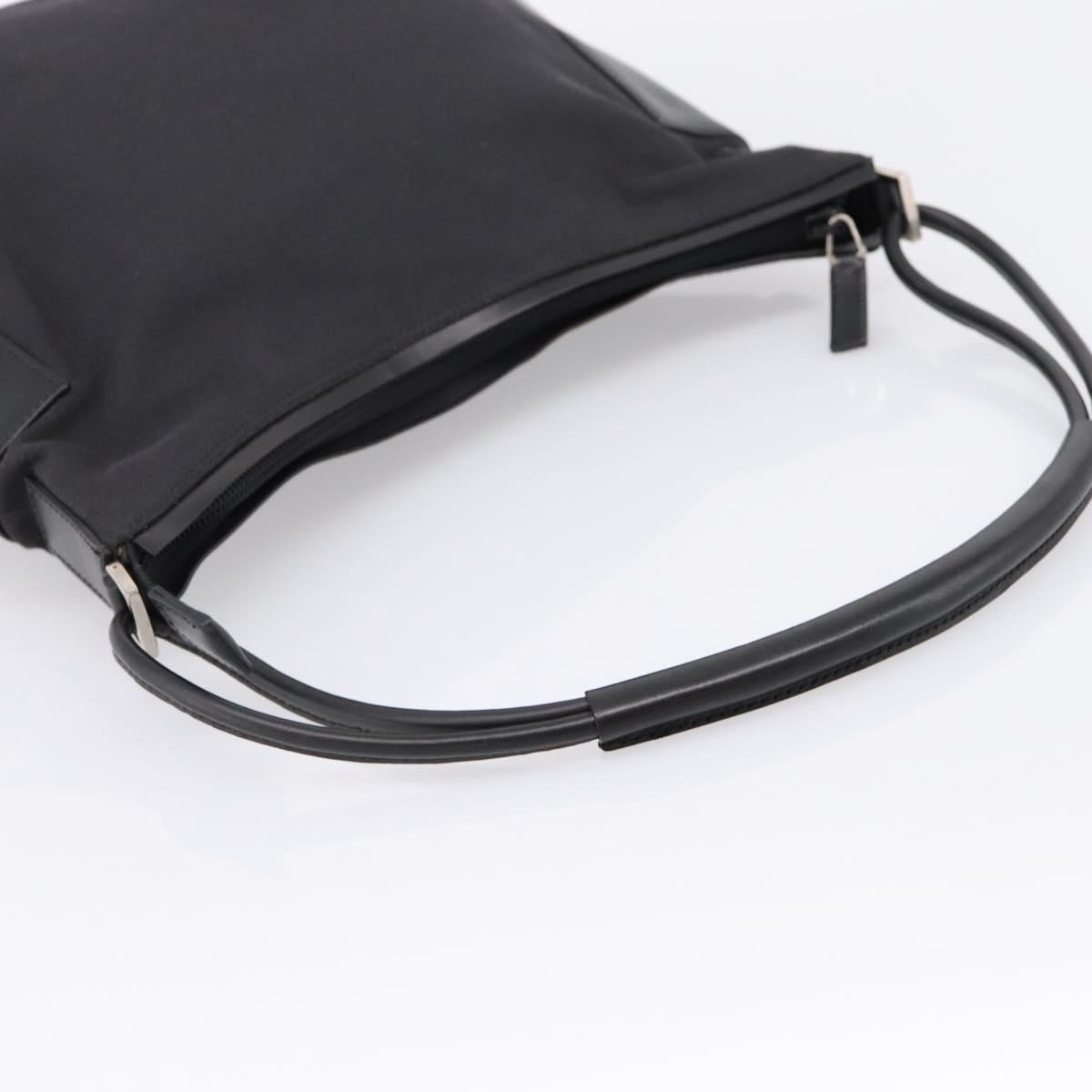 GUCCI Shoulder Bag Canvas outlet Black Silver 001 8766 Auth 198290A