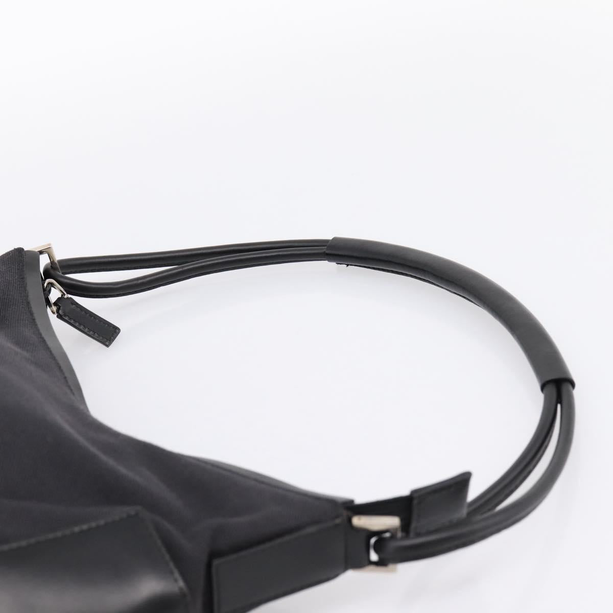 GUCCI Shoulder Bag Canvas outlet Black Silver 001 8766 Auth 198290A