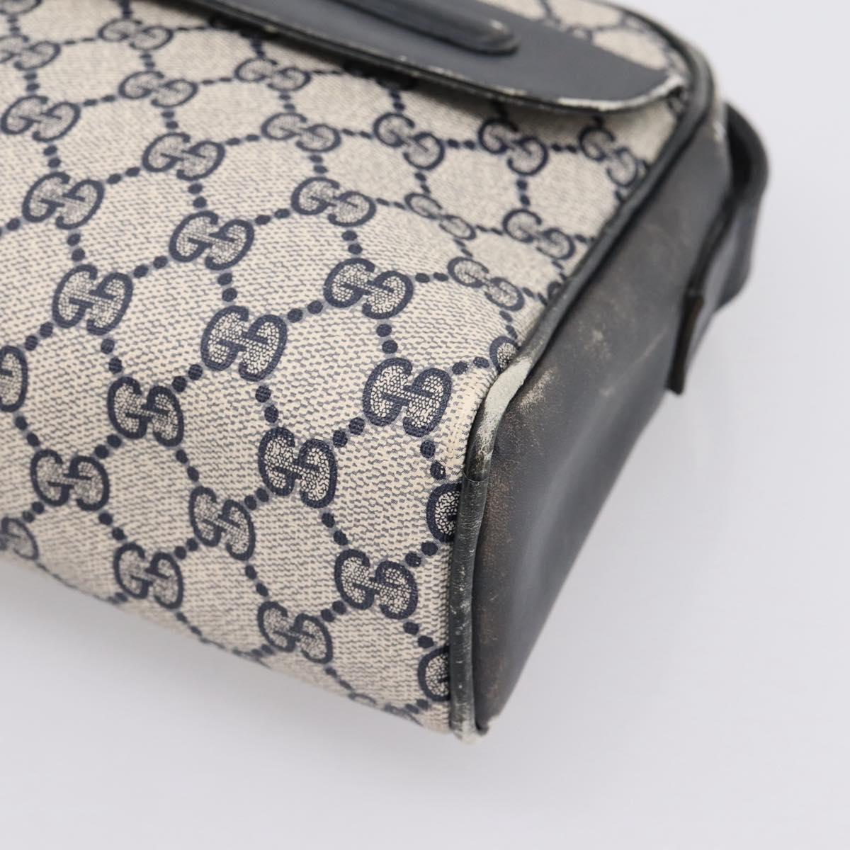 GUCCI GG Supreme Shoulder Bag PVC Navy Gold Auth 198291