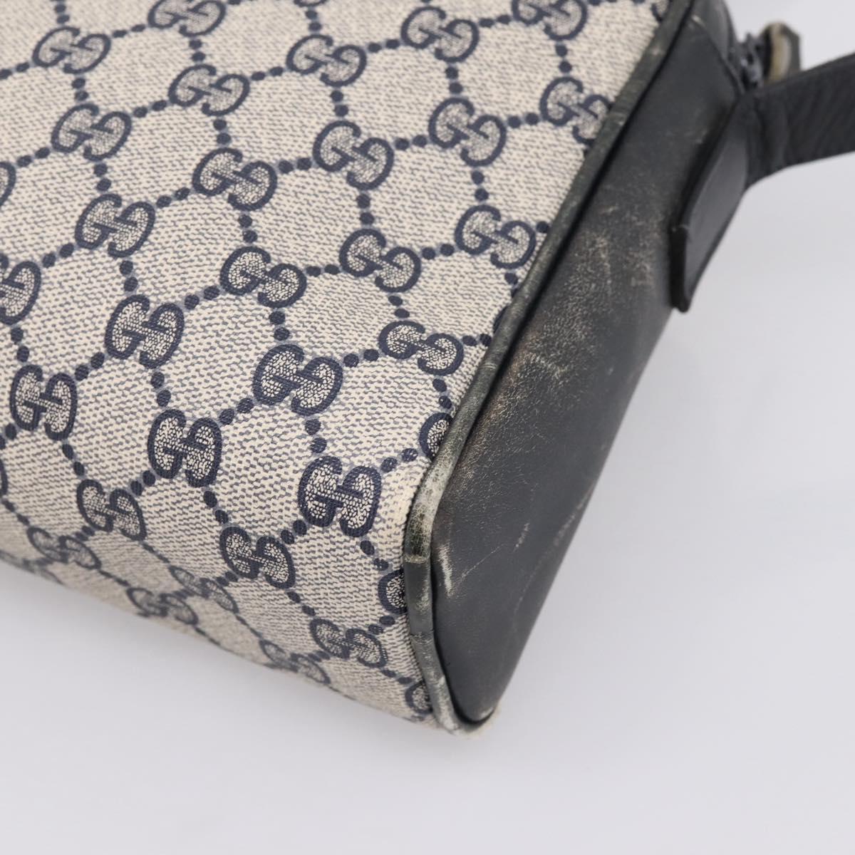 GUCCI GG Supreme Shoulder Bag PVC Navy Gold Auth 198291