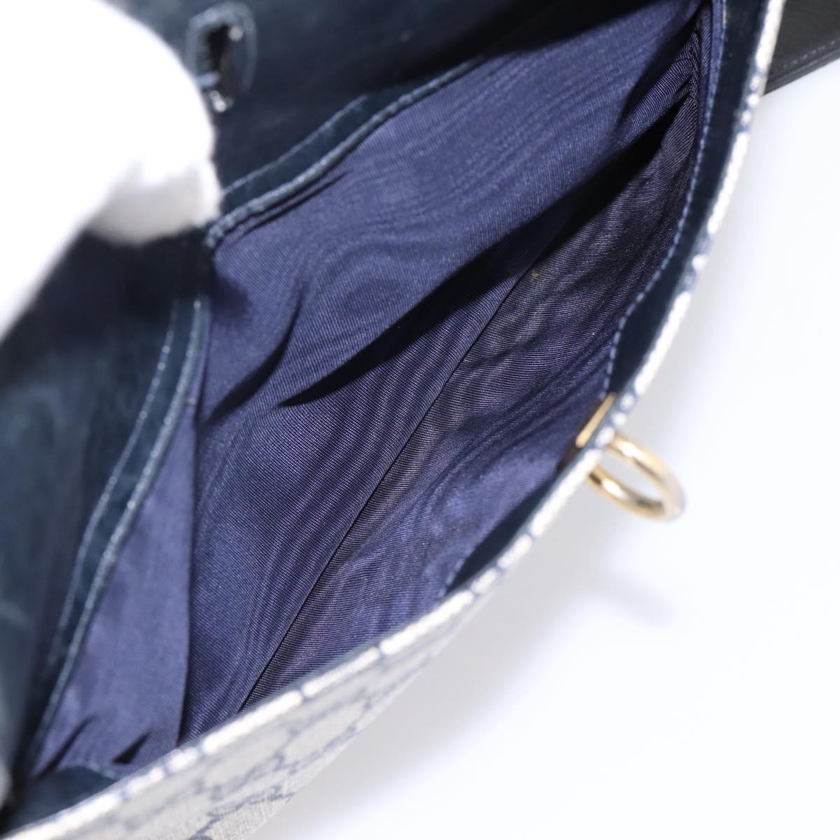 GUCCI GG Supreme Shoulder Bag PVC Navy Gold Auth 198291