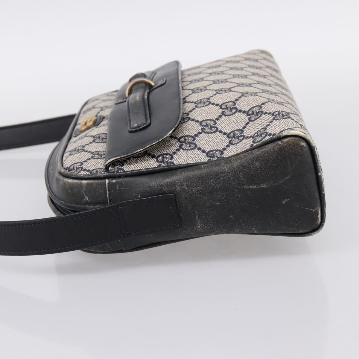 GUCCI GG Supreme Shoulder Bag PVC Navy Gold Auth 198291