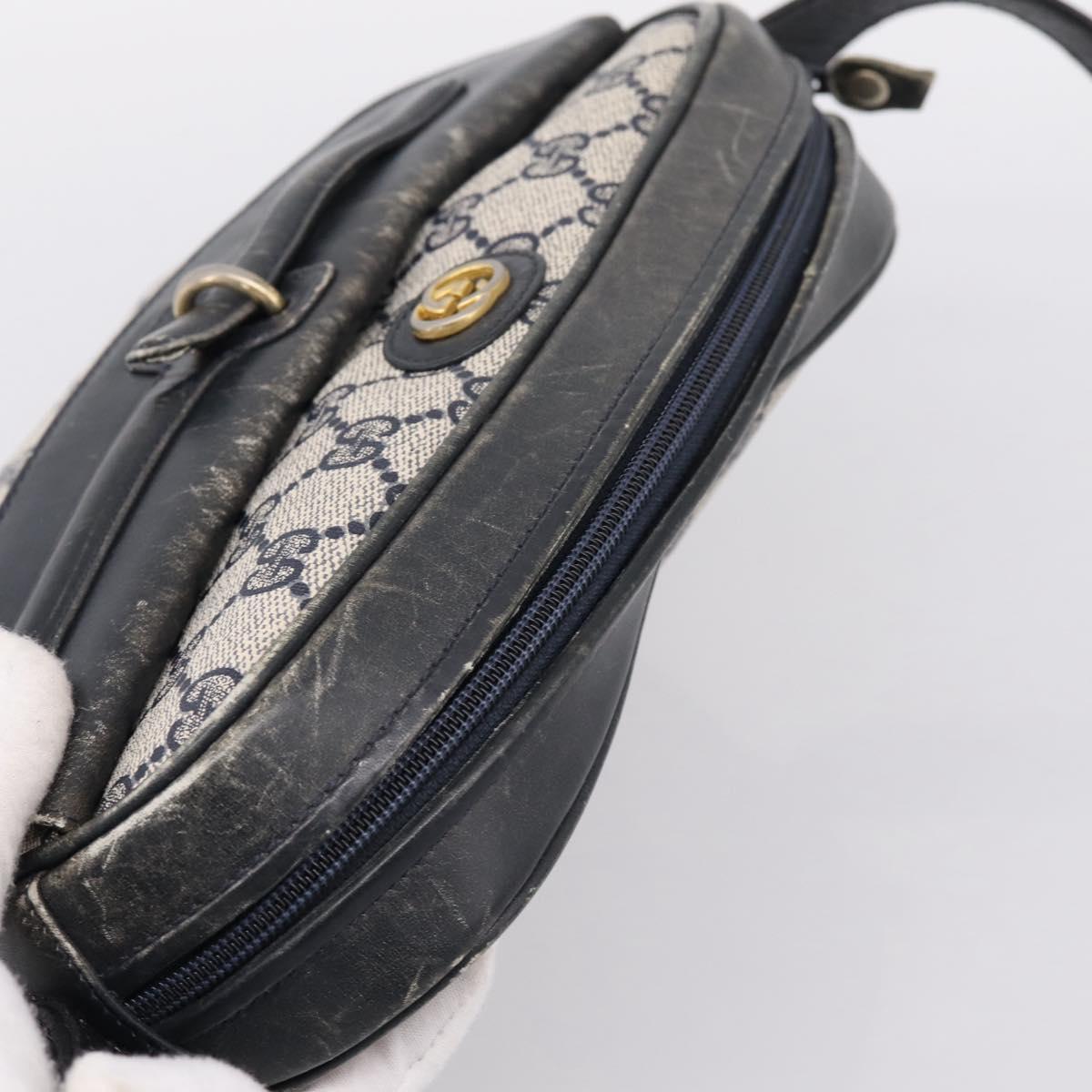 GUCCI GG Supreme Shoulder Bag PVC Navy Gold Auth 198291
