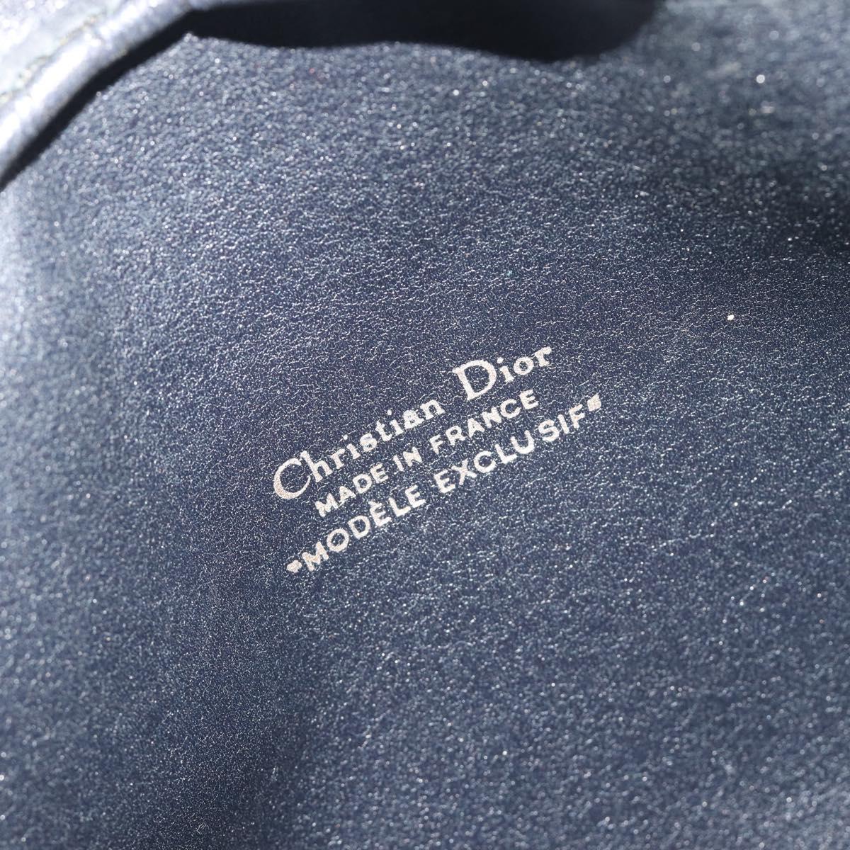 Christian Dior Trotter Canvas Shoulder Bag Navy Gold Auth 198292