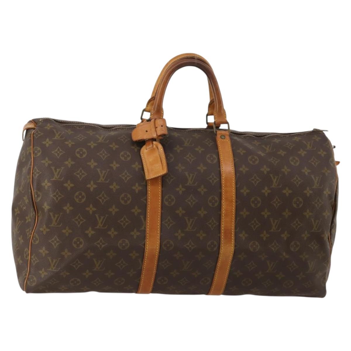 LOUIS VUITTON Monogram Keepall 55 Boston Bag M41424 LV Auth 198295