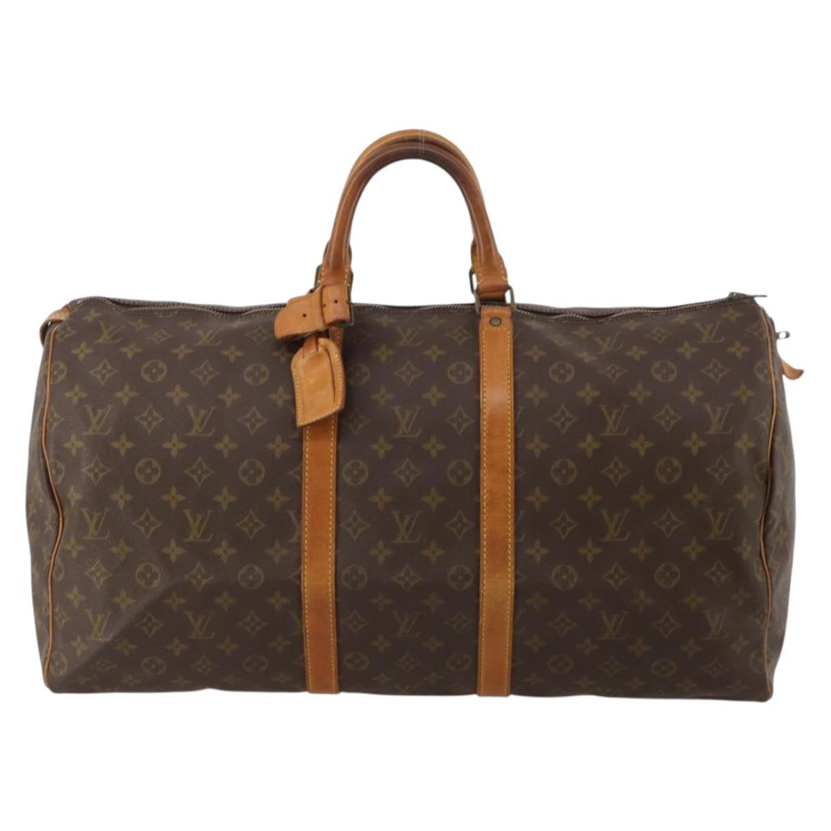 LOUIS VUITTON Monogram Keepall 55 Boston Bag M41424 LV Auth 198295