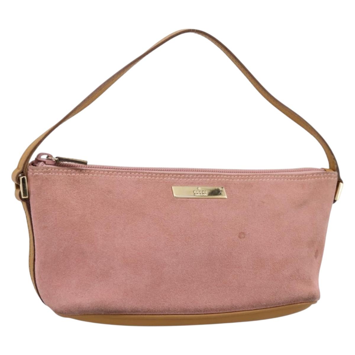 GUCCI Accessory Pouch Suede Pink Gold 039 1103 Auth 198297