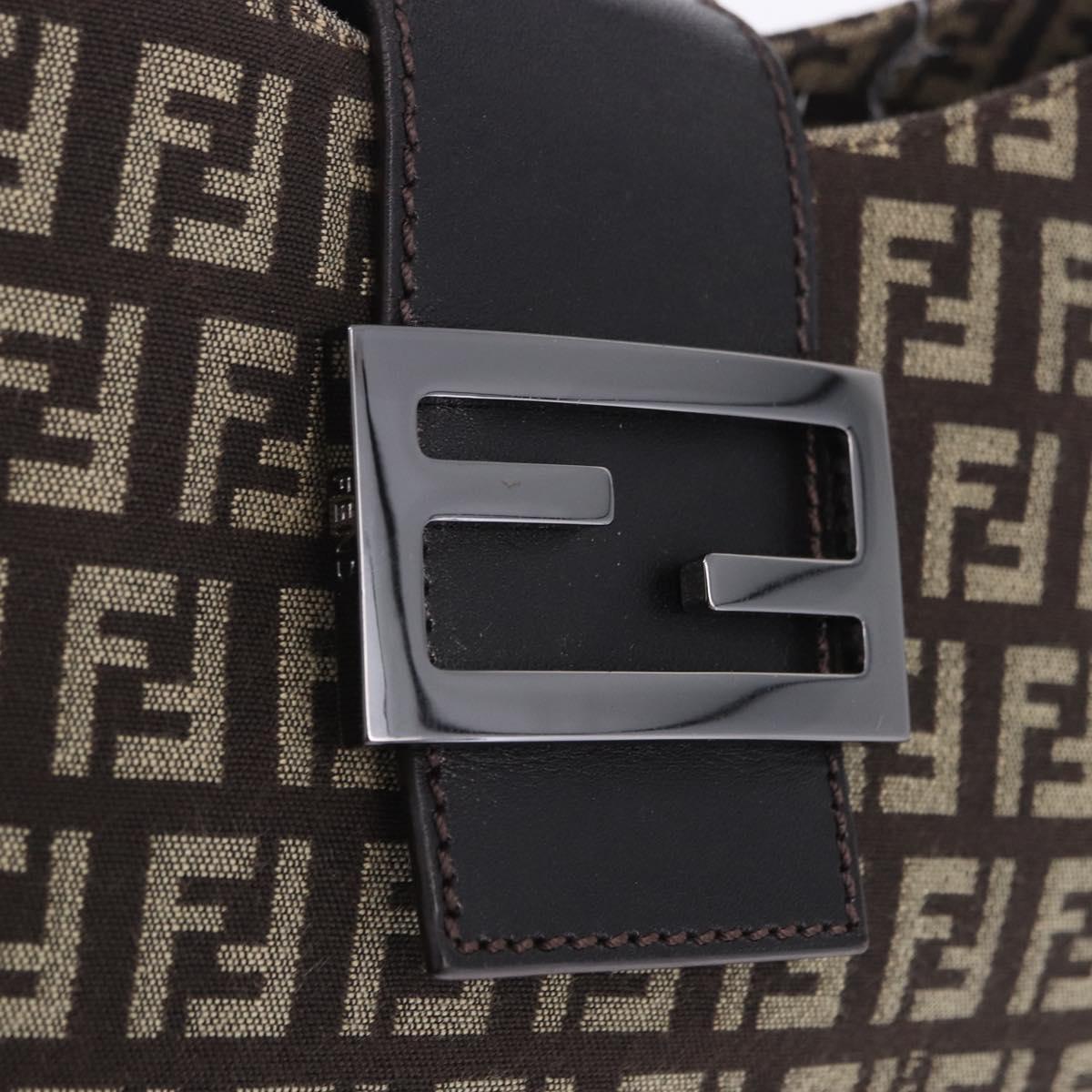FENDI Zucchino Canvas Mamma Baguette Shoulder Bag Brown 8BR036 Auth 198299V