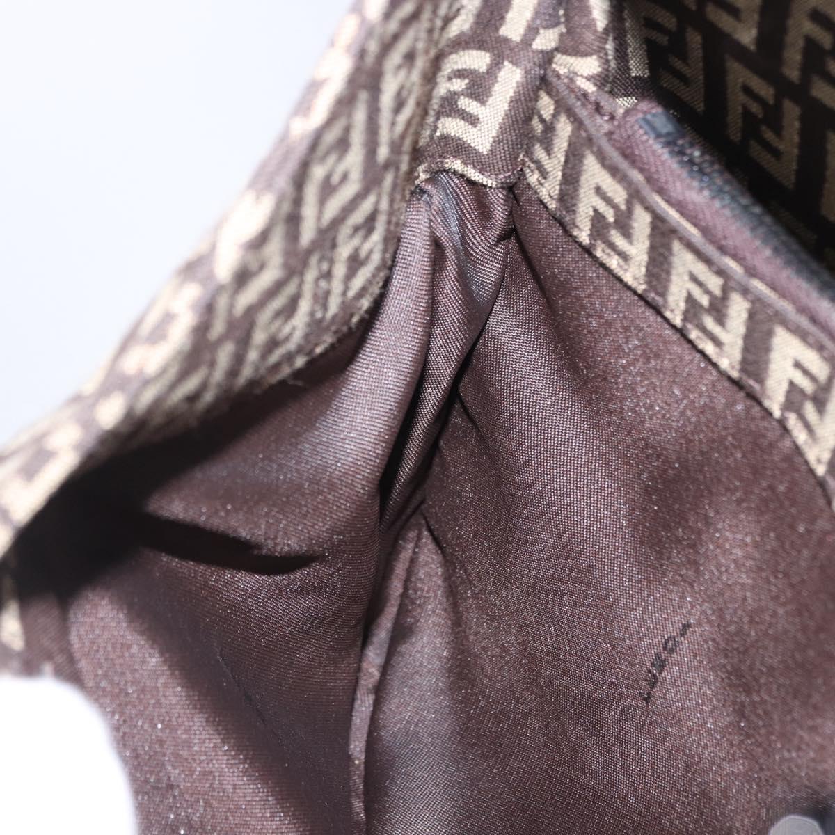 FENDI Zucchino Canvas Mamma Baguette Shoulder Bag Brown 8BR036 Auth 198299V