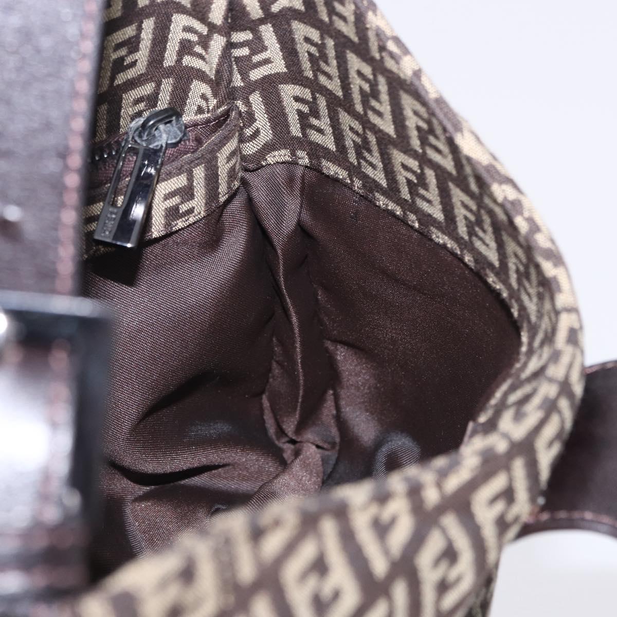 FENDI Zucchino Canvas Mamma Baguette Shoulder Bag Brown 8BR036 Auth 198299V