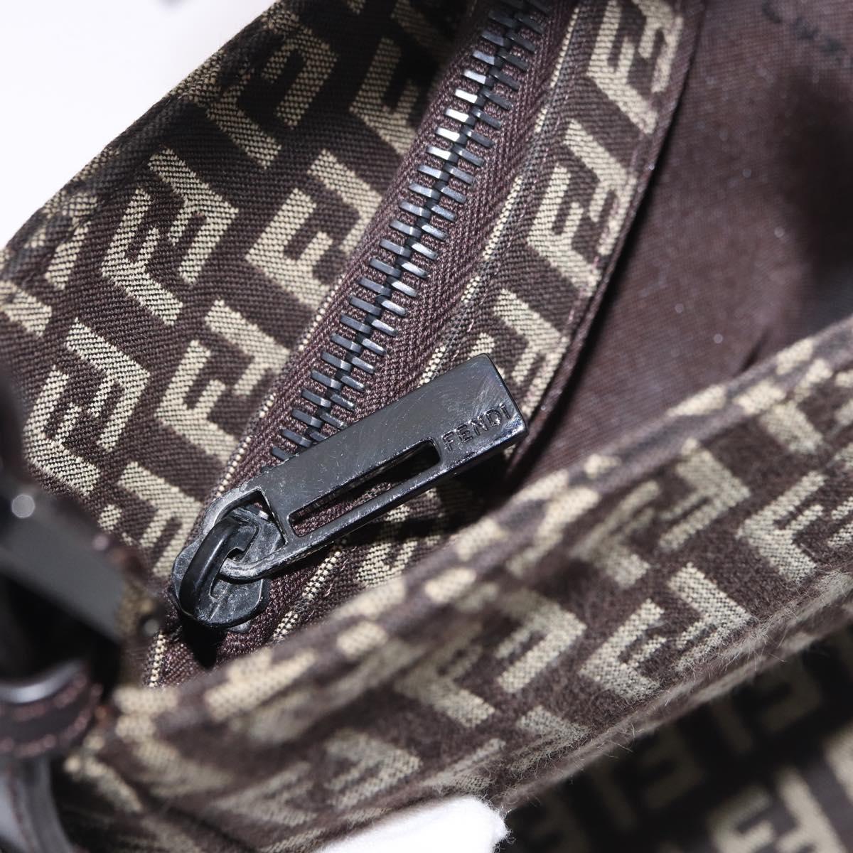 FENDI Zucchino Canvas Mamma Baguette Shoulder Bag Brown 8BR036 Auth 198299V
