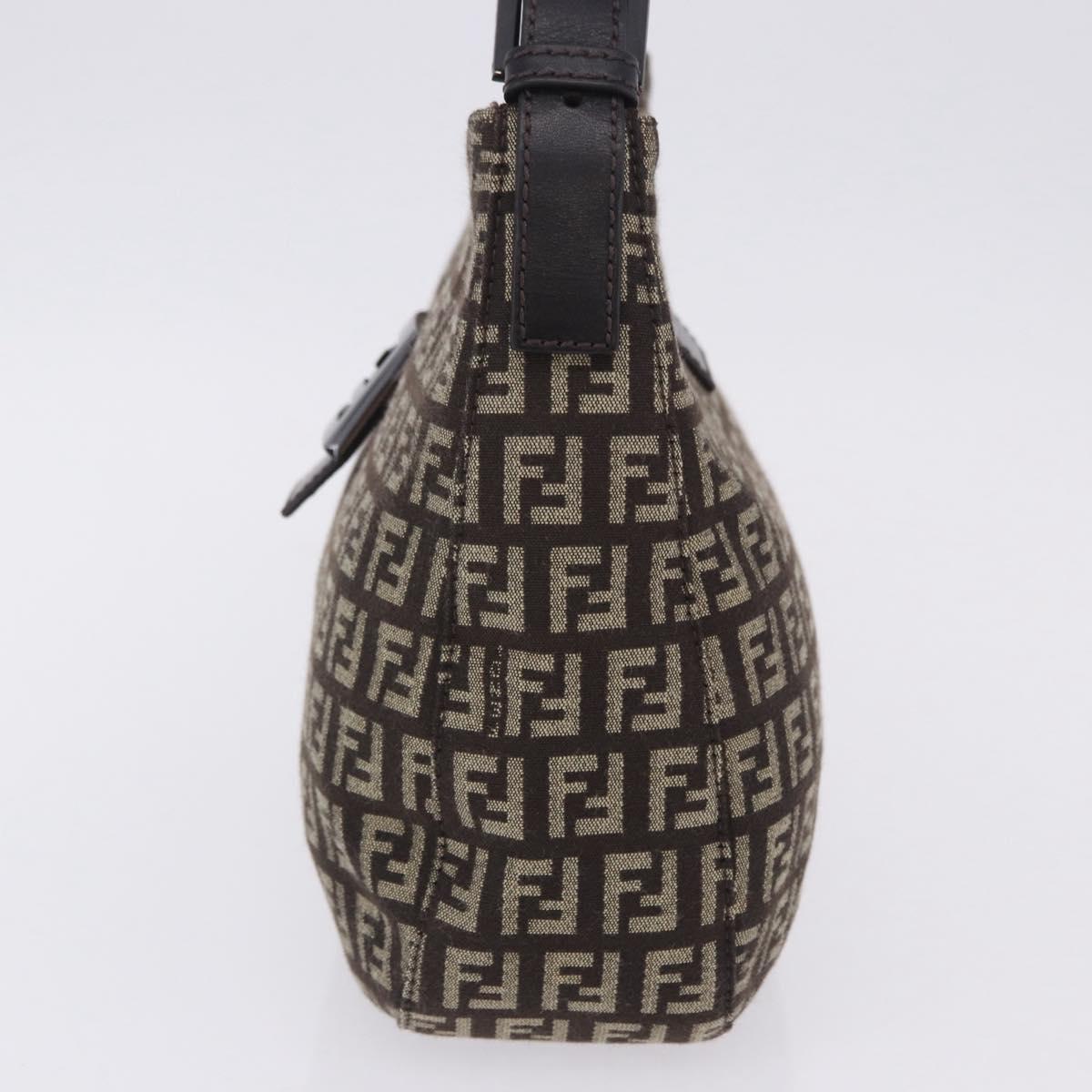 FENDI Zucchino Canvas Mamma Baguette Shoulder Bag Brown 8BR036 Auth 198299V