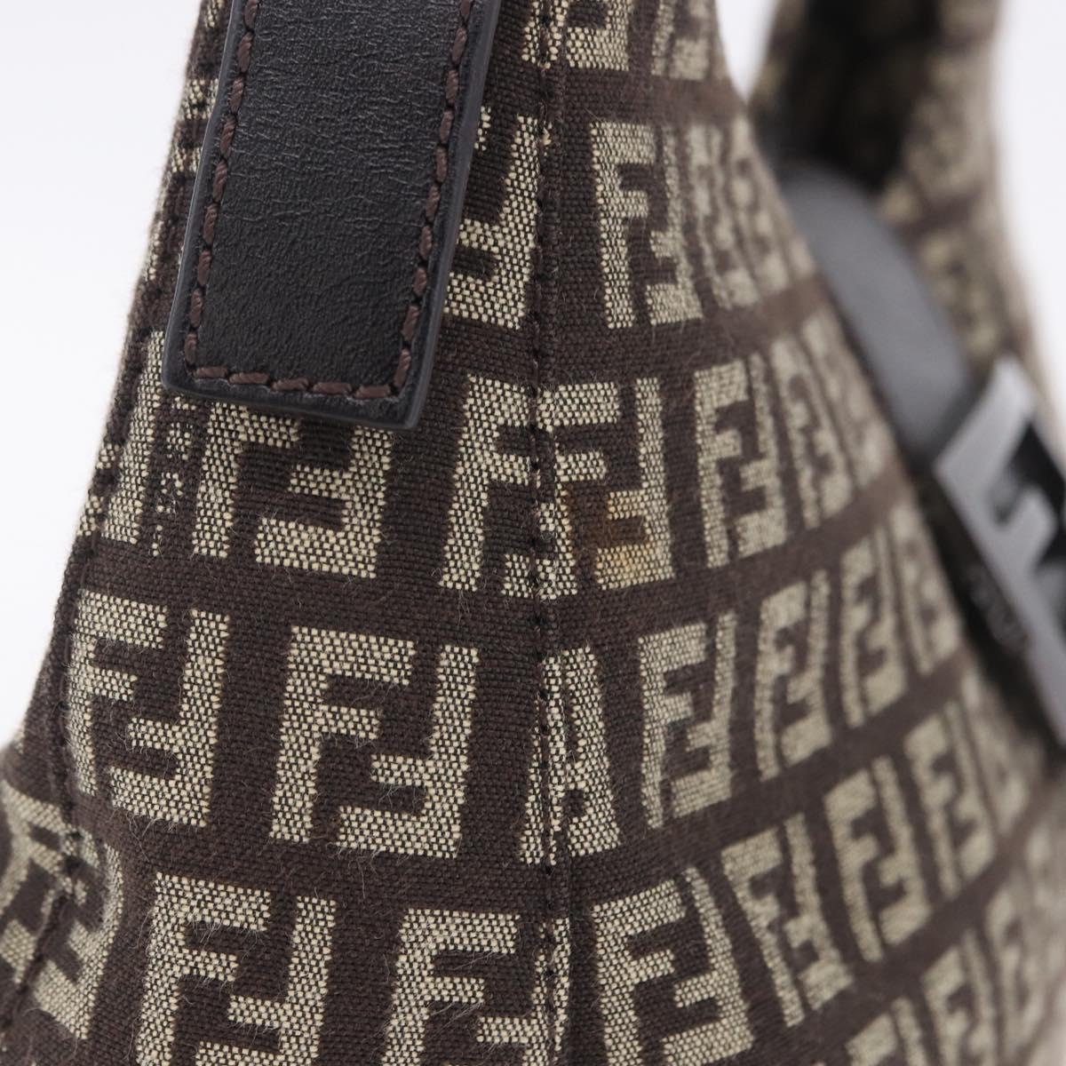 FENDI Zucchino Canvas Mamma Baguette Shoulder Bag Brown 8BR036 Auth 198299V