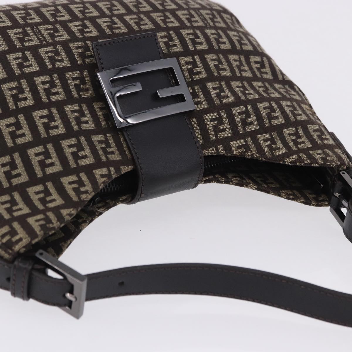 FENDI Zucchino Canvas Mamma Baguette Shoulder Bag Brown 8BR036 Auth 198299V