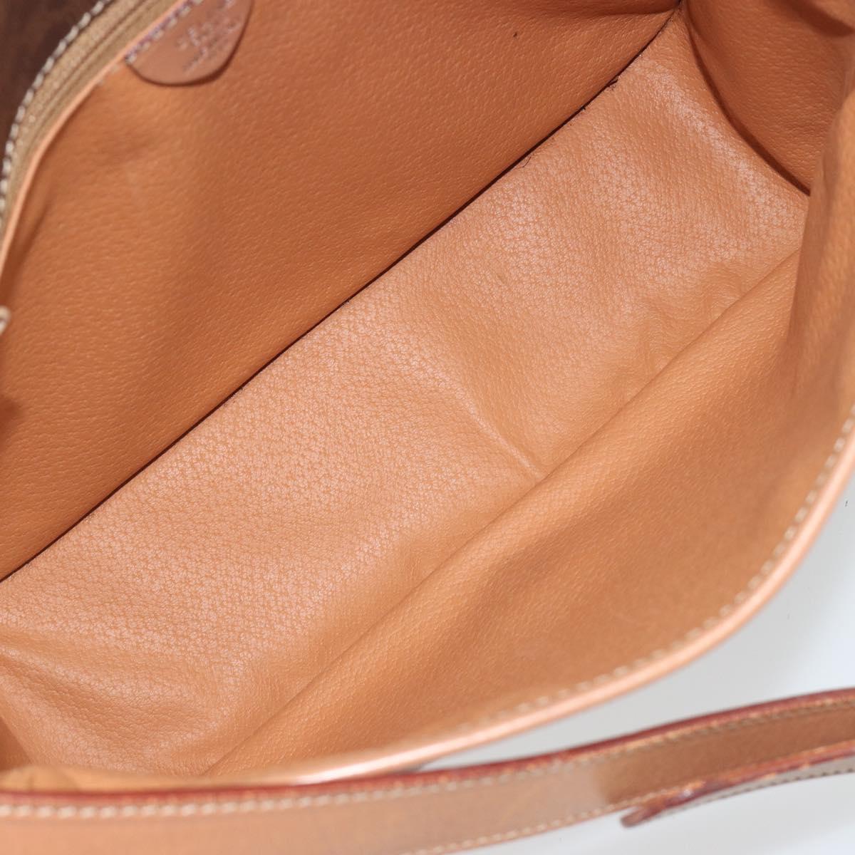 CELINE Macadam Canvas Shoulder Bag PVC Leather Brown Gold Auth 198300