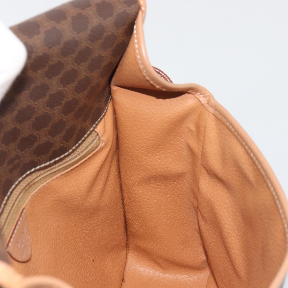 CELINE Macadam Canvas Shoulder Bag PVC Leather Brown Gold Auth 198300