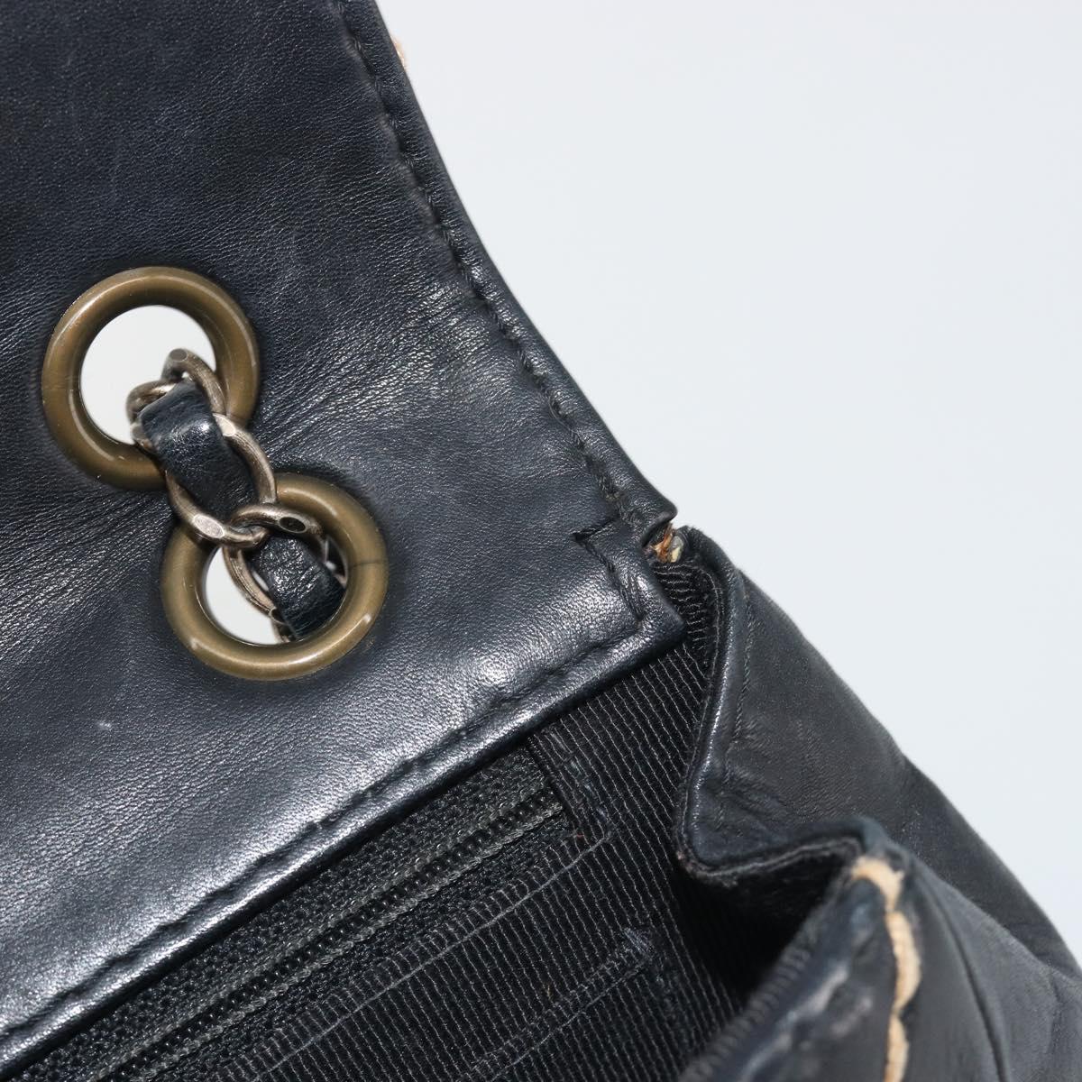 CHANEL Wild Stitch Chain Shoulder Bag Leather Black Gold CC Auth 198302V