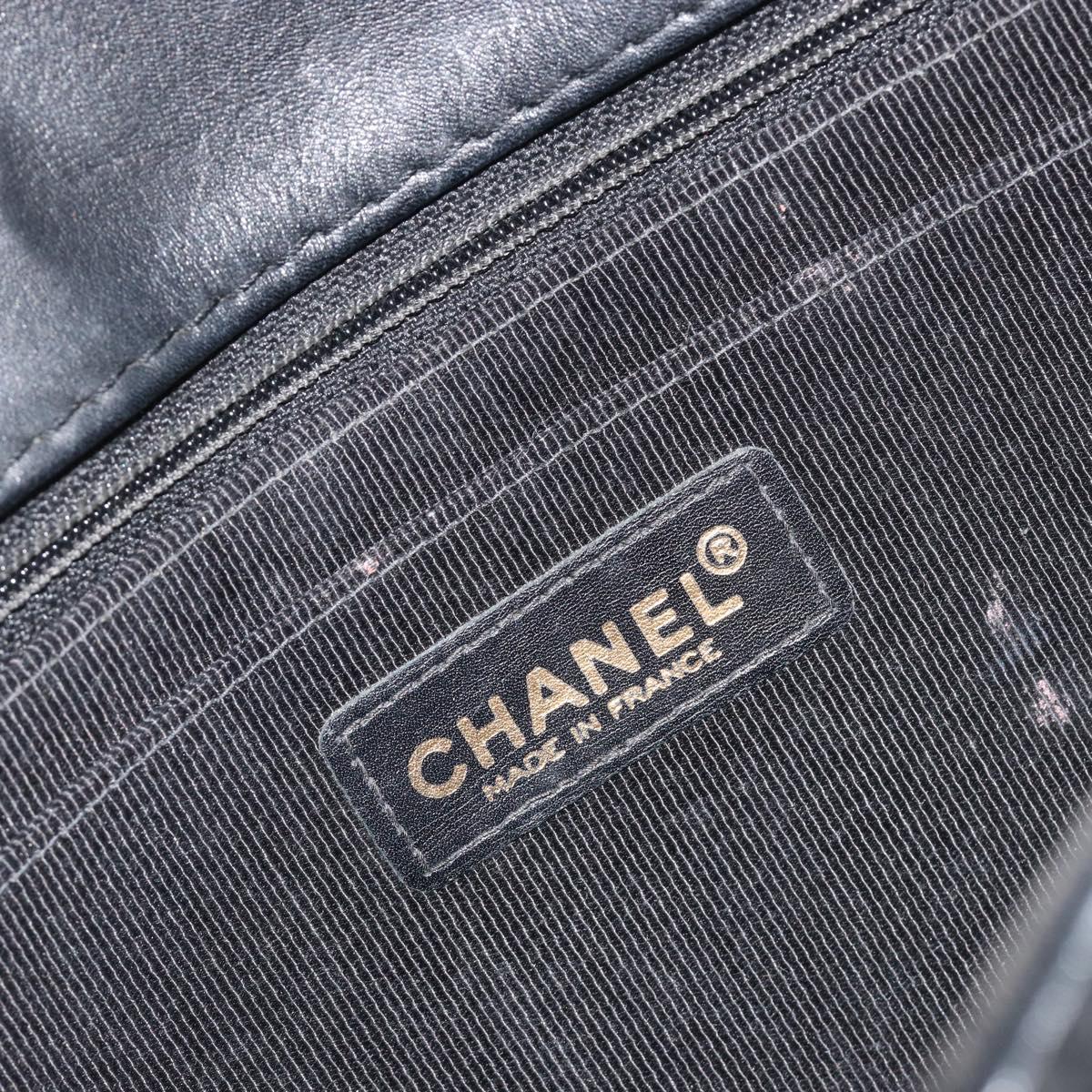 CHANEL Wild Stitch Chain Shoulder Bag Leather Black Gold CC Auth 198302V