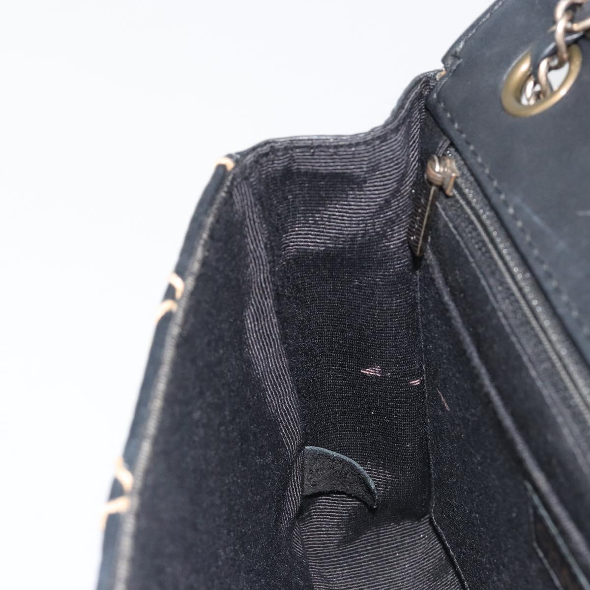 CHANEL Wild Stitch Chain Shoulder Bag Leather Black Gold CC Auth 198302V