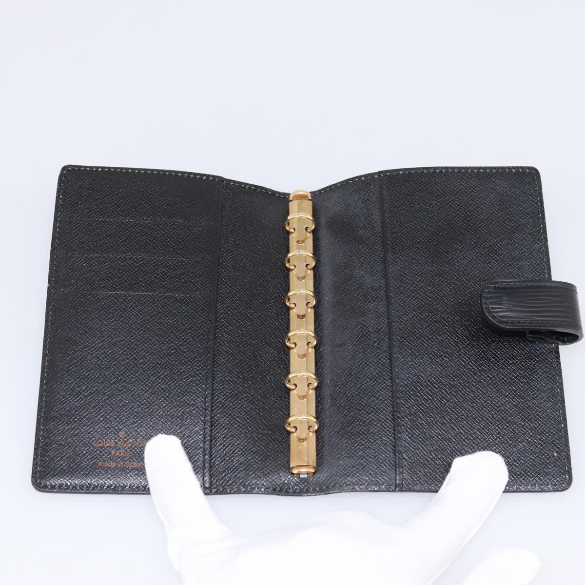 LOUIS VUITTON Epi Agenda PM Day Planner Cover Black R20092 LV Auth 198303