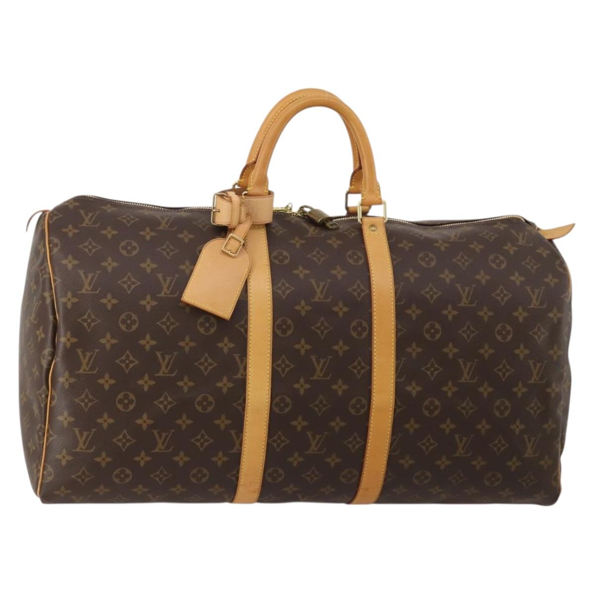 LOUIS VUITTON Monogram Keepall 55 Boston Bag M41424 LV Auth 198304V