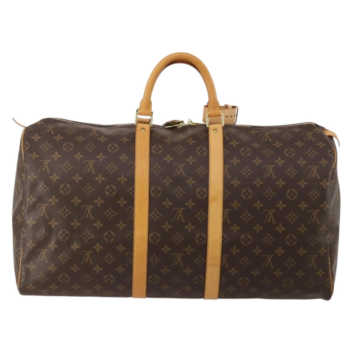 LOUIS VUITTON Monogram Keepall 55 Boston Bag M41424 LV Auth 198304V