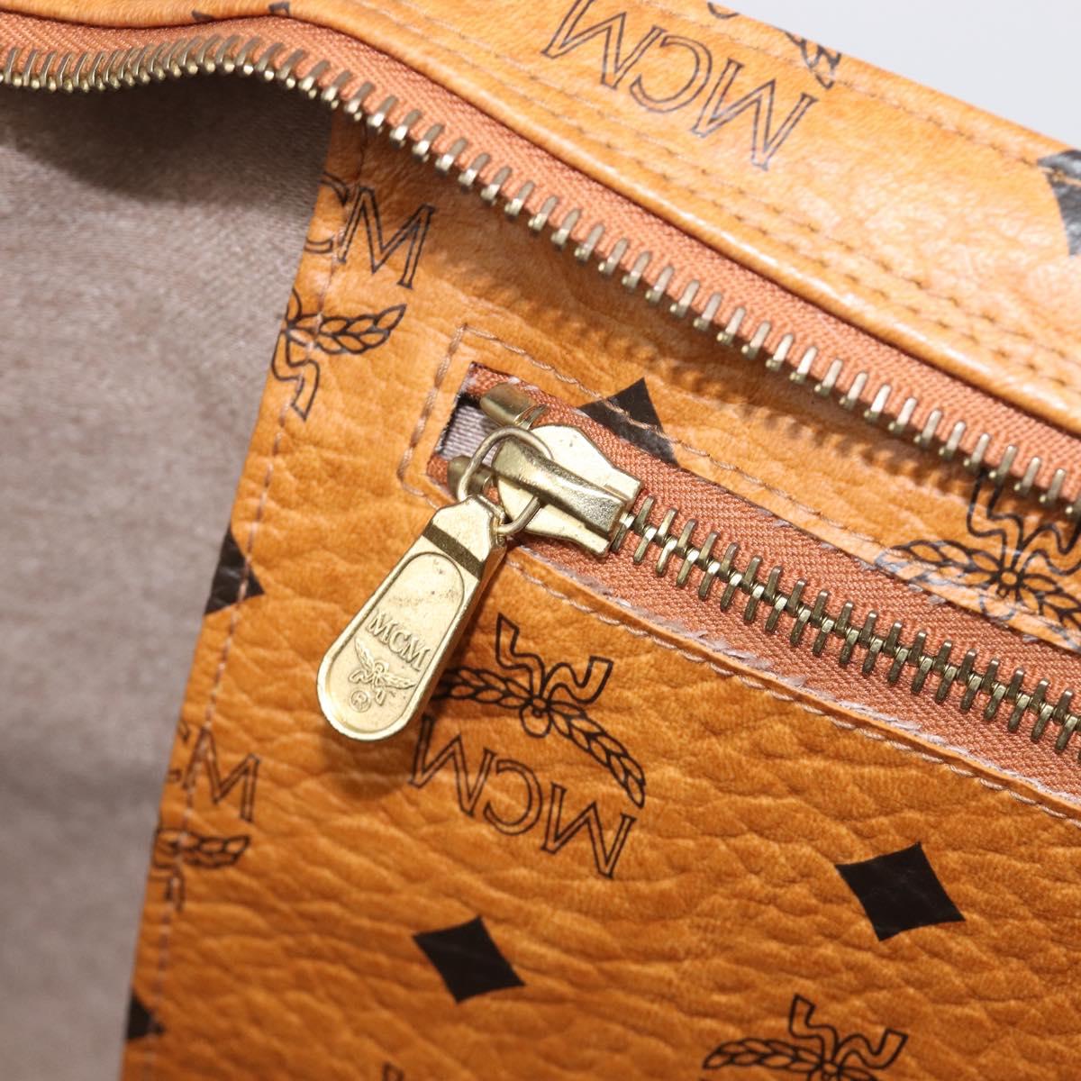 MCM Vicetos Logogram Tote Bag PVC Leather Brown Gold Auth 198306