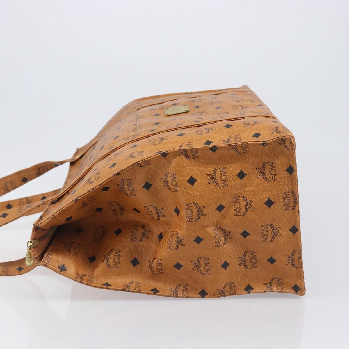 MCM Vicetos Logogram Tote Bag PVC Leather Brown Gold Auth 198306
