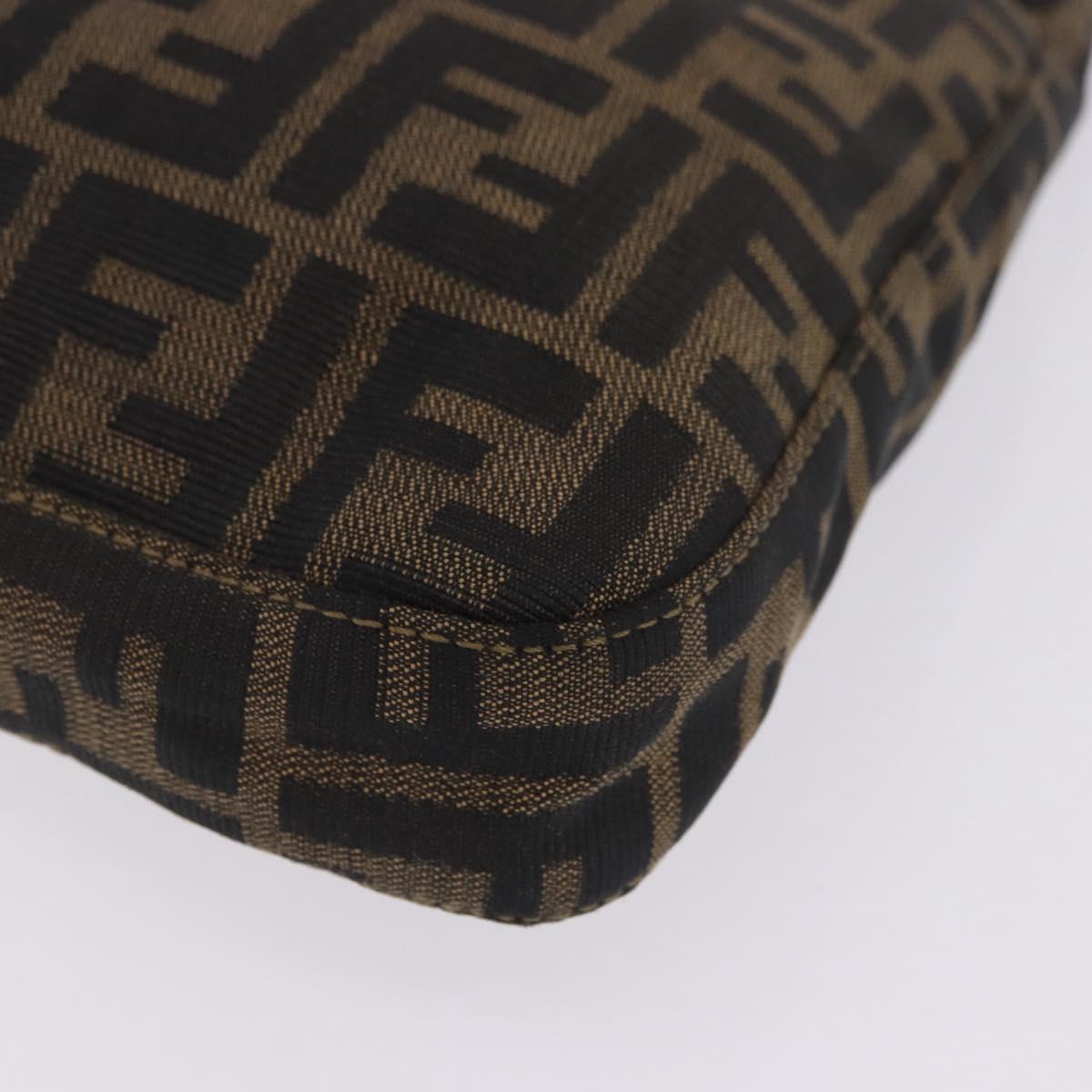 FENDI Zucca Canvas Mamma Baguette Shoulder Bag Brown Gold Tone Auth 198310V