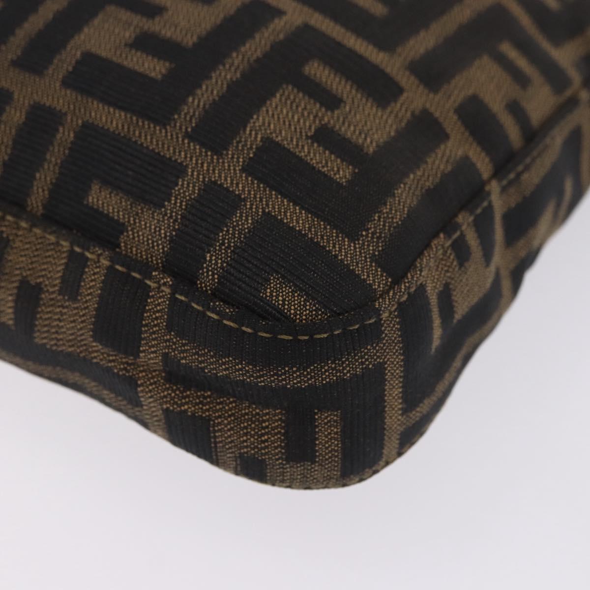 FENDI Zucca Canvas Mamma Baguette Shoulder Bag Brown Gold Tone Auth 198310V