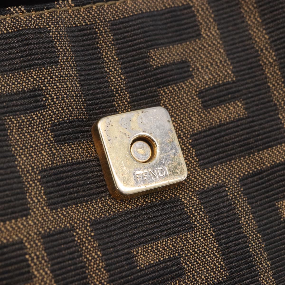 FENDI Zucca Canvas Mamma Baguette Shoulder Bag Brown Gold Tone Auth 198310V