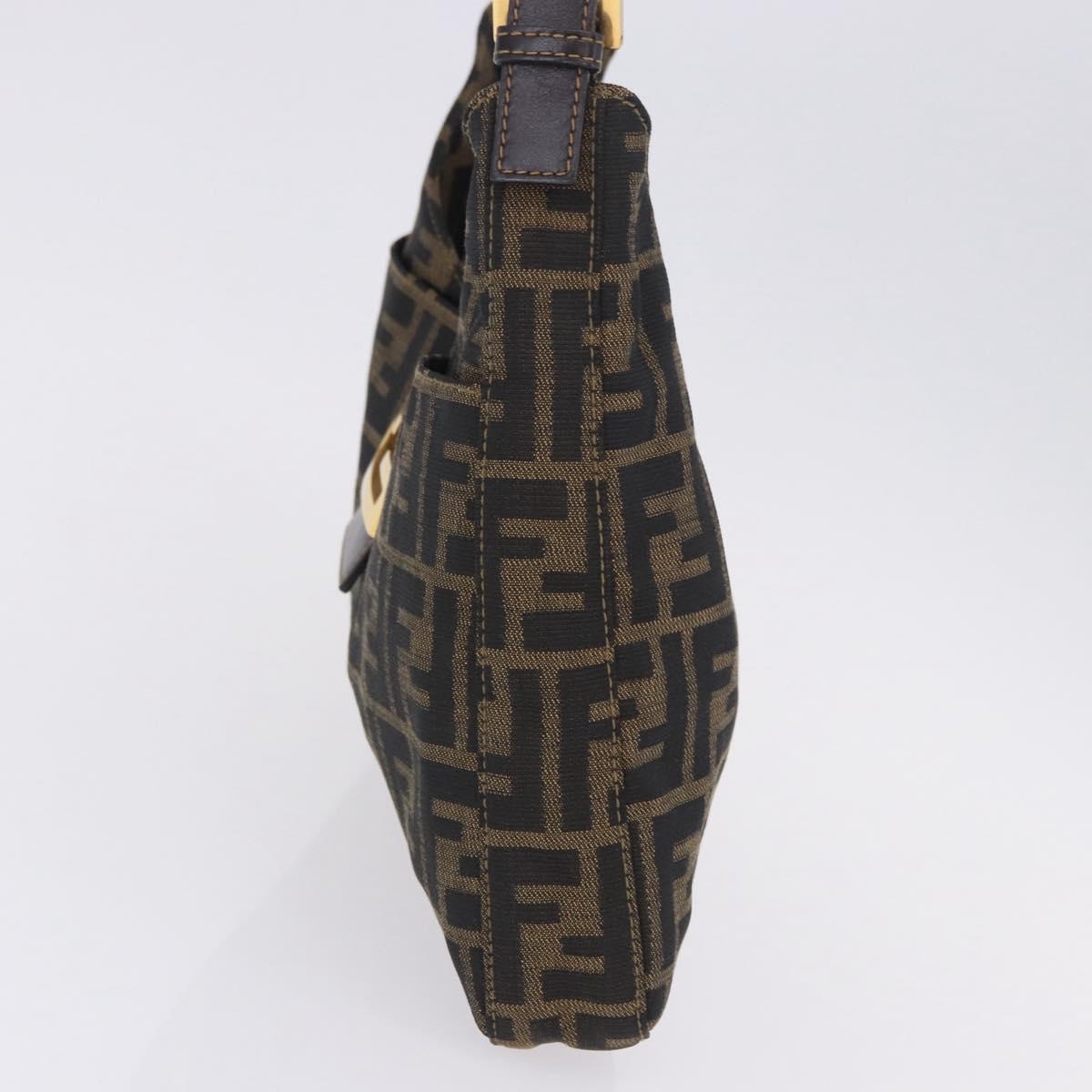 FENDI Zucca Canvas Mamma Baguette Shoulder Bag Brown Gold Tone Auth 198310V