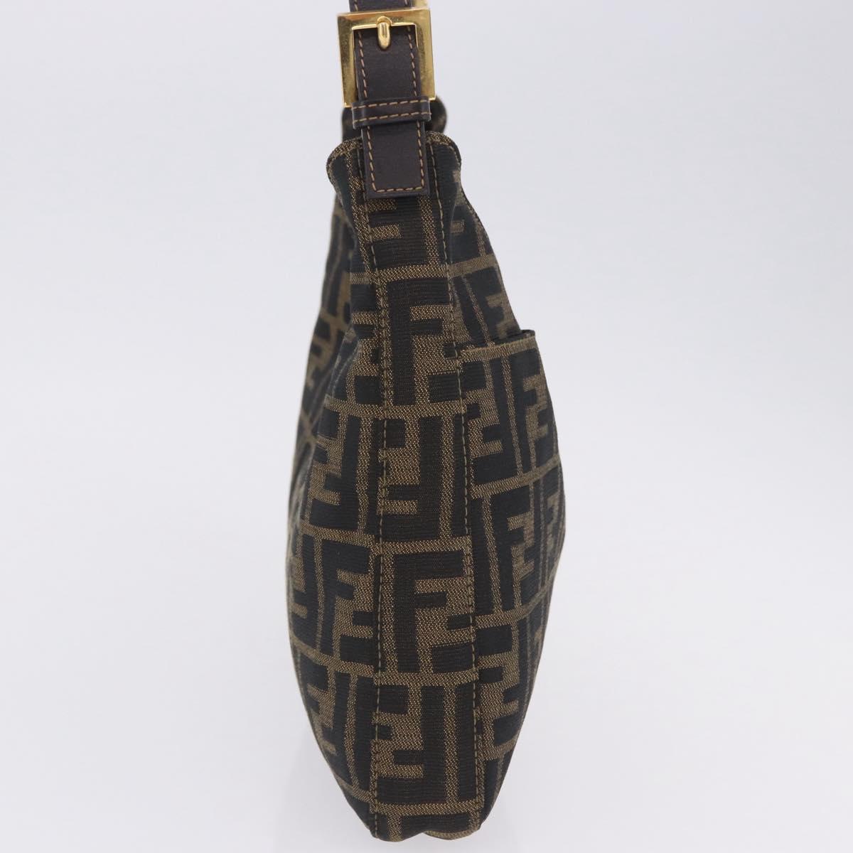 FENDI Zucca Canvas Mamma Baguette Shoulder Bag Brown Gold Tone Auth 198310V