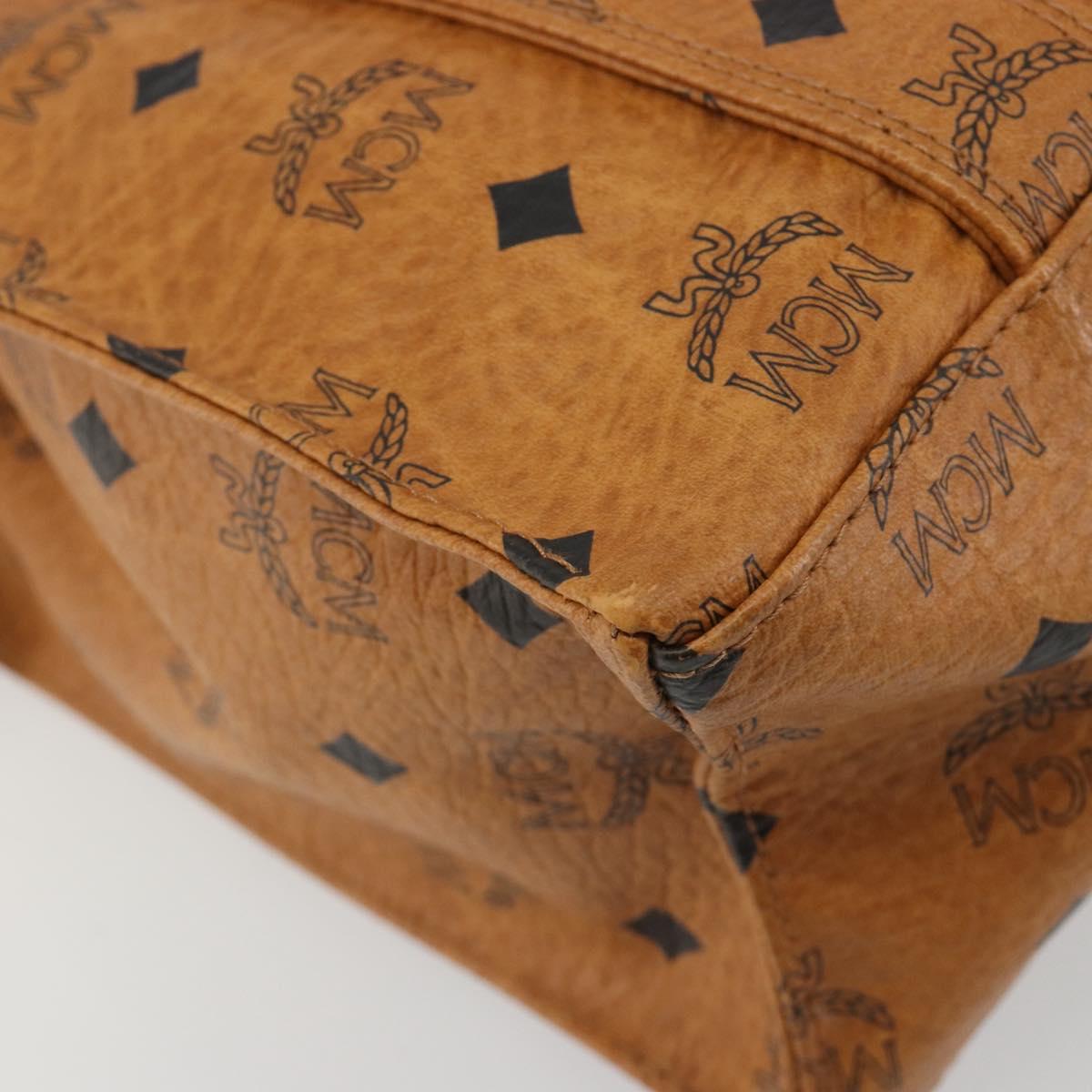 MCM Vicetos Logogram Tote Bag PVC Leather Brown Gold Auth 198311