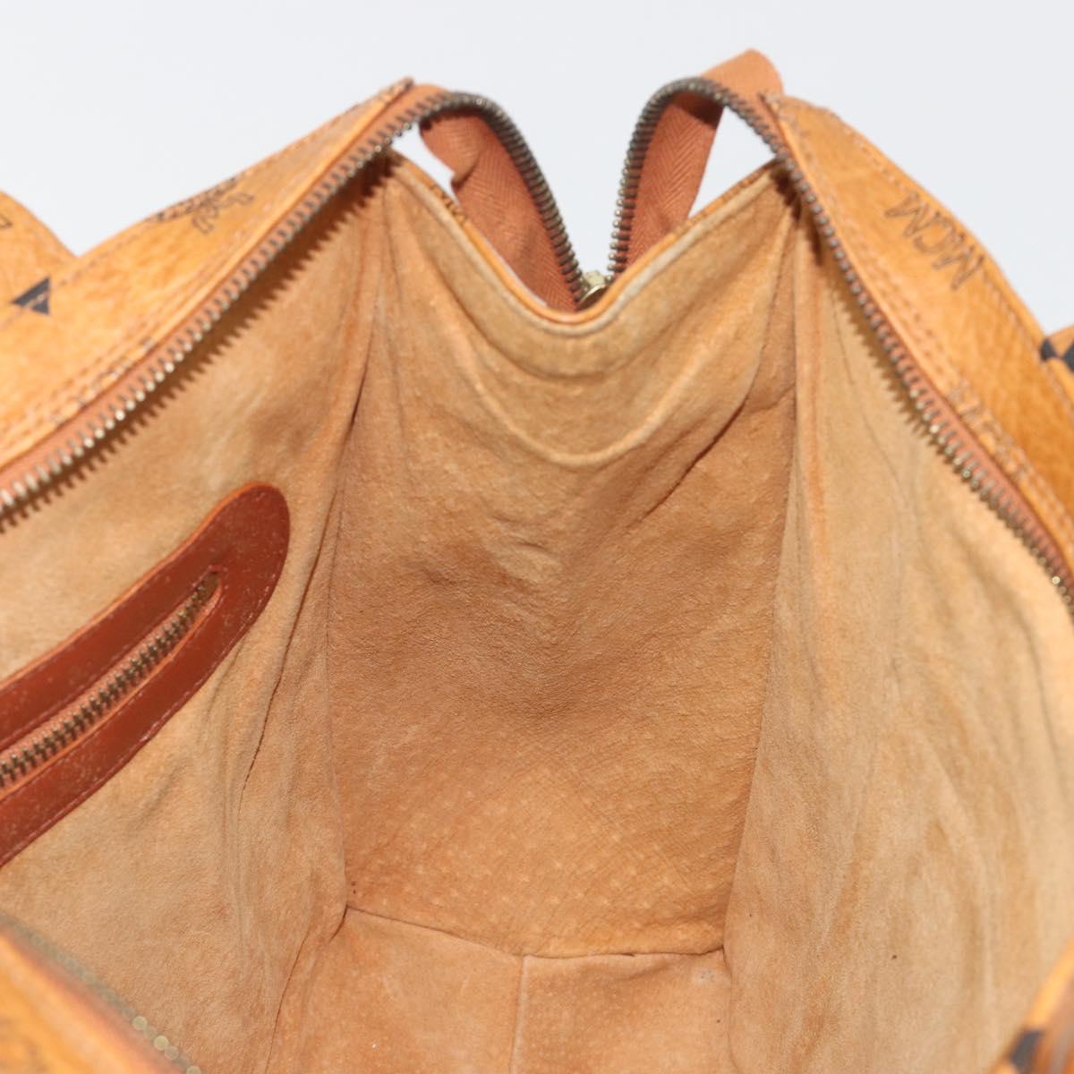 MCM Vicetos Logogram Tote Bag PVC Leather Brown Gold Auth 198311