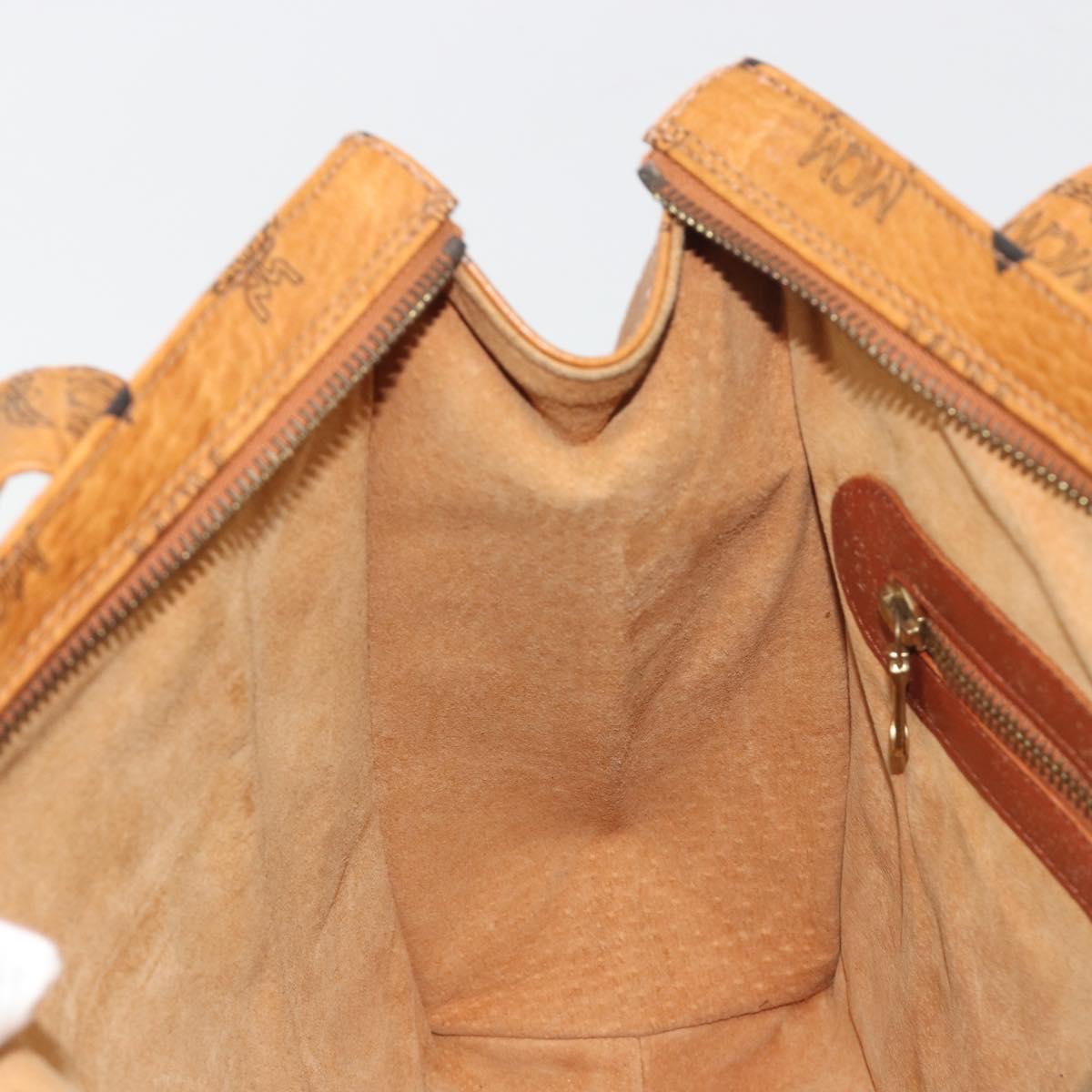 MCM Vicetos Logogram Tote Bag PVC Leather Brown Gold Auth 198311