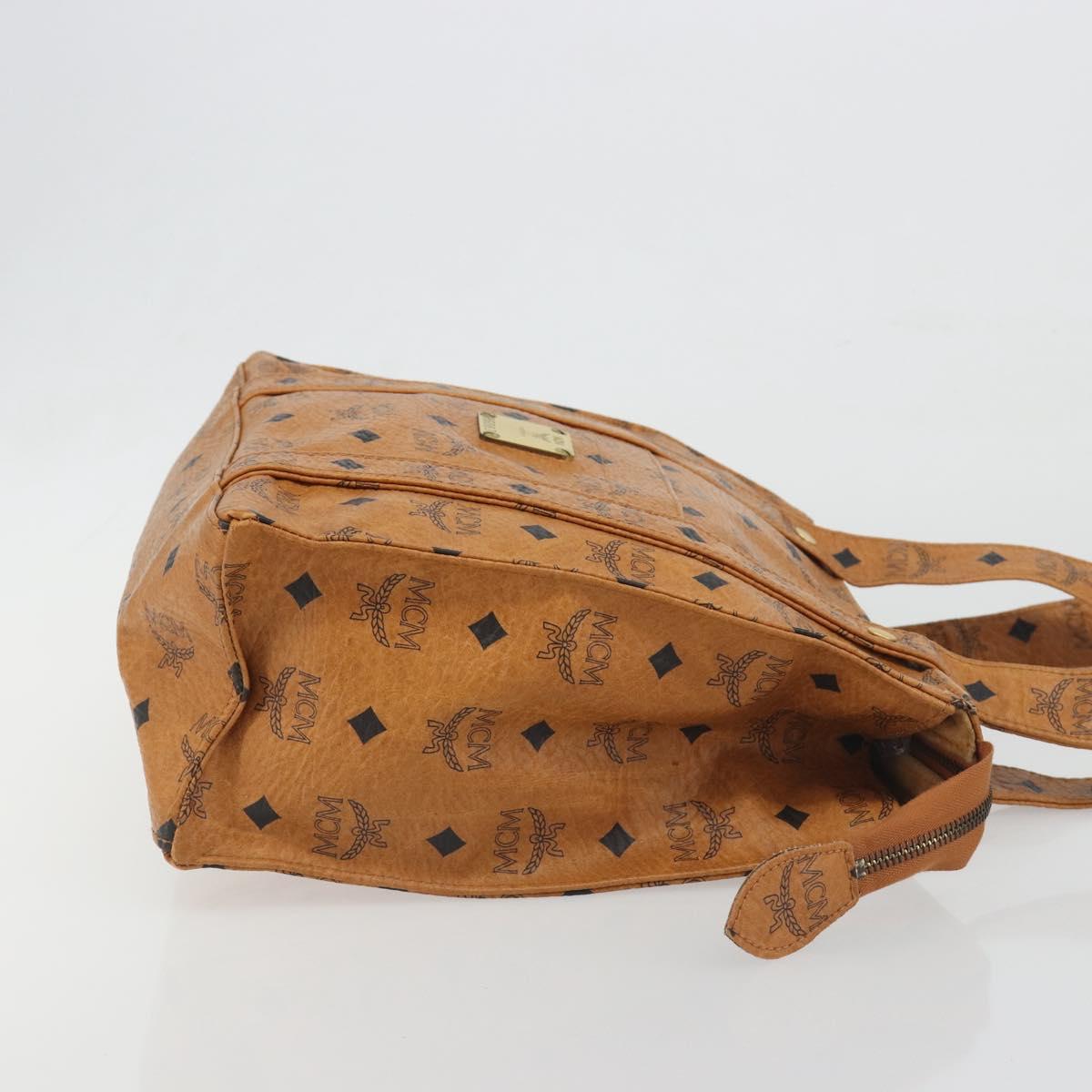 MCM Vicetos Logogram Tote Bag PVC Leather Brown Gold Auth 198311