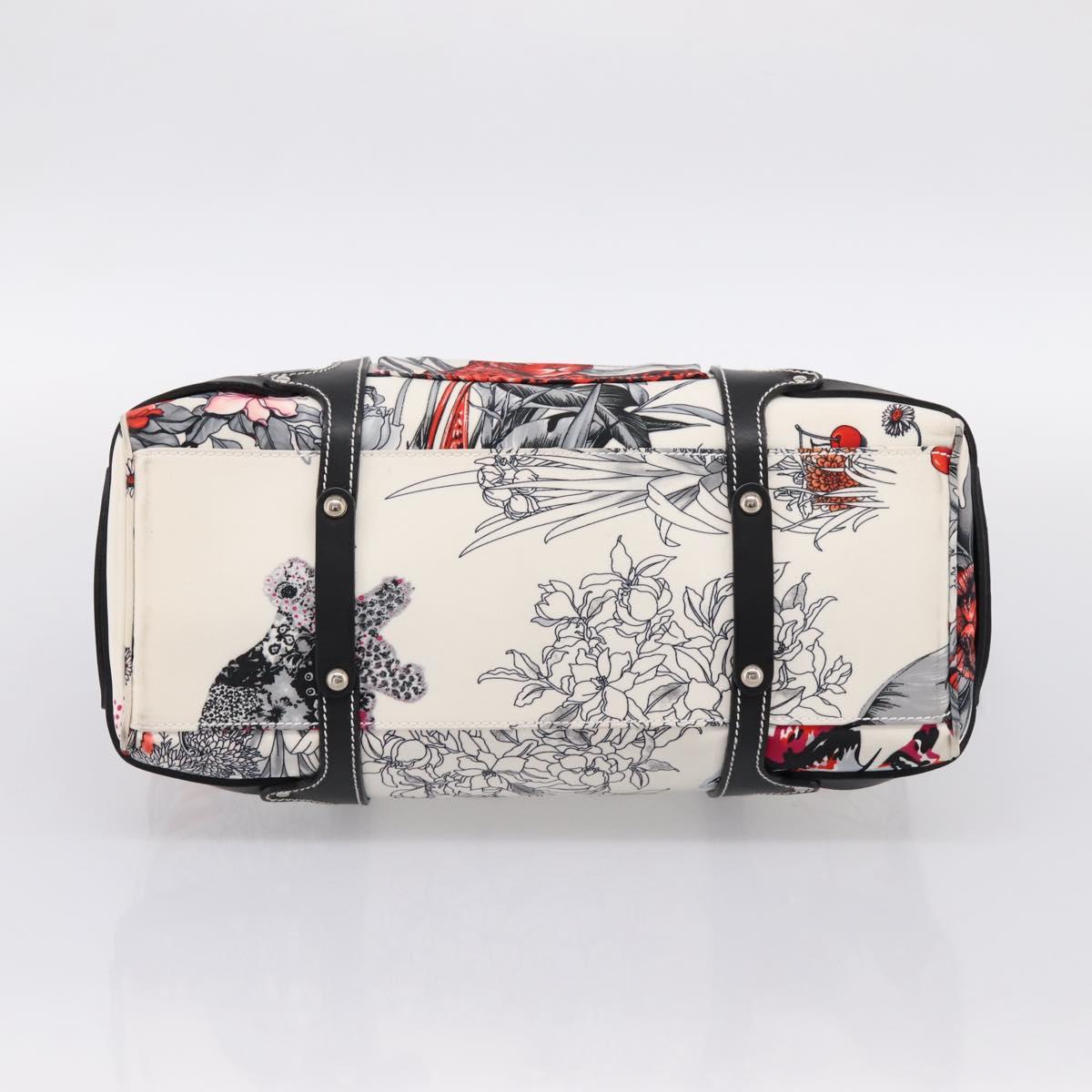 Salvatore Ferragamo Hand Bag Canvas 2way White Silver Auth 198313A